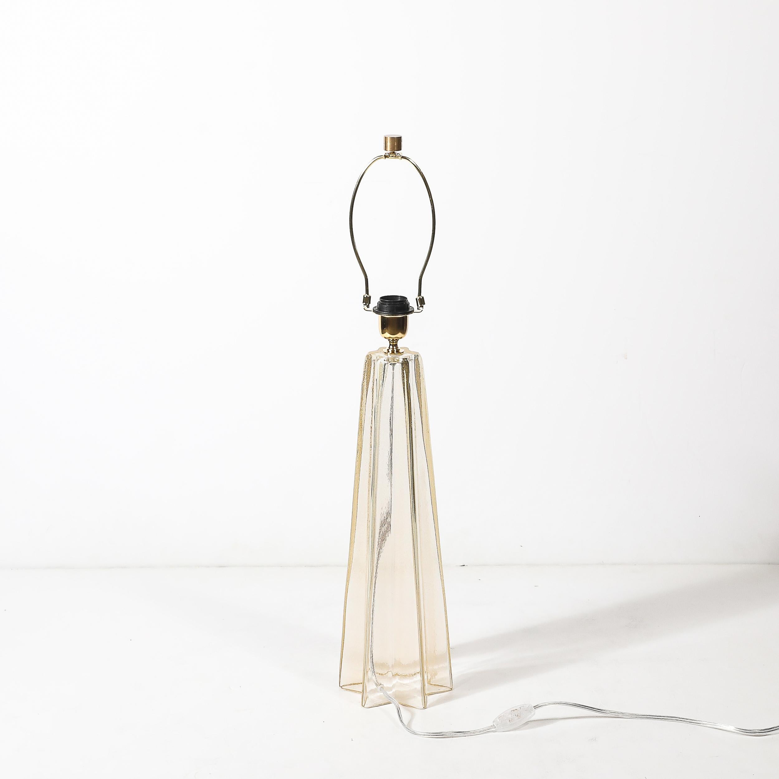 Paar modernistische mundgeblasene Murano Glas X Form Tischlampen W / 24 Karat Gold im Angebot 8