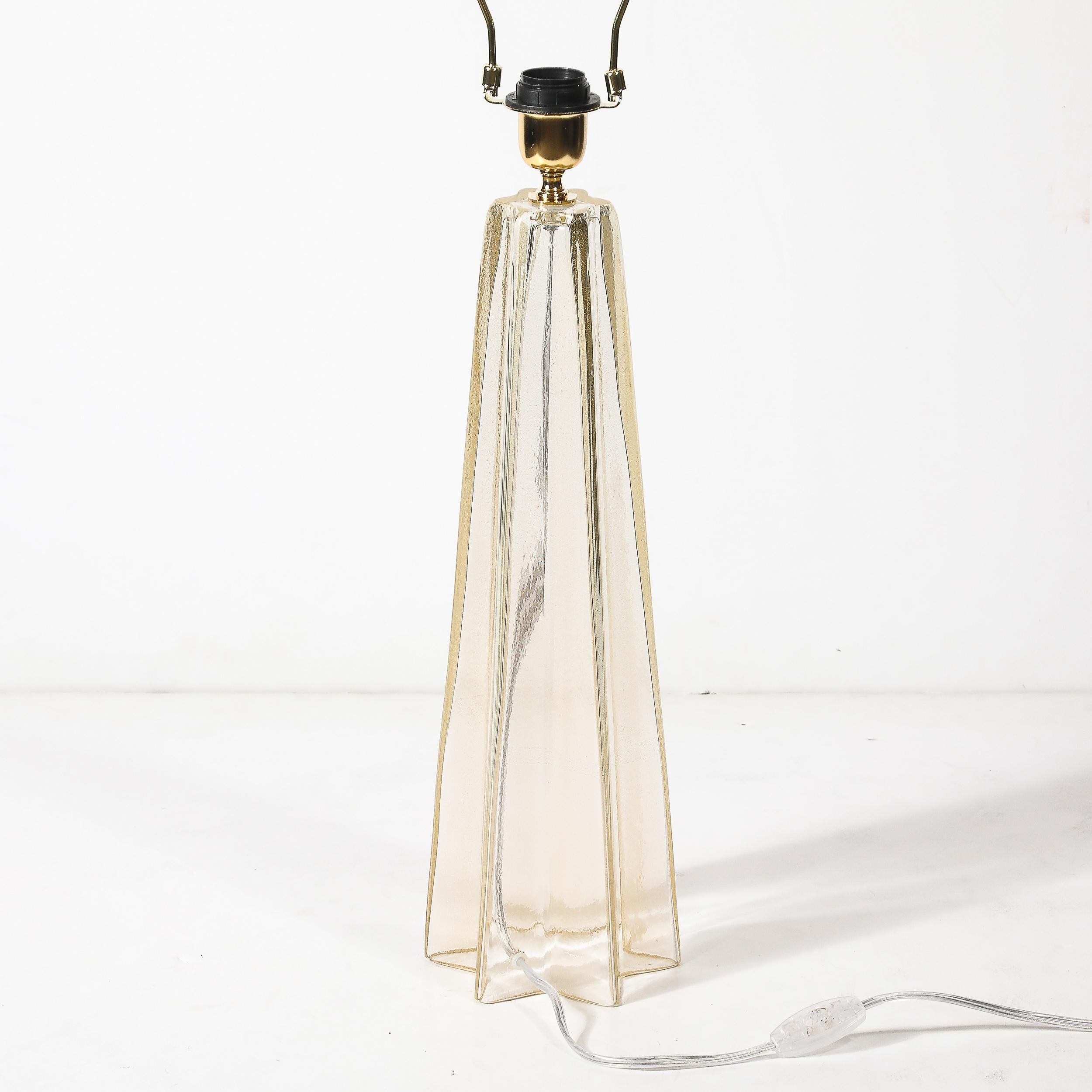 Paar modernistische mundgeblasene Murano Glas X Form Tischlampen W / 24 Karat Gold im Angebot 9