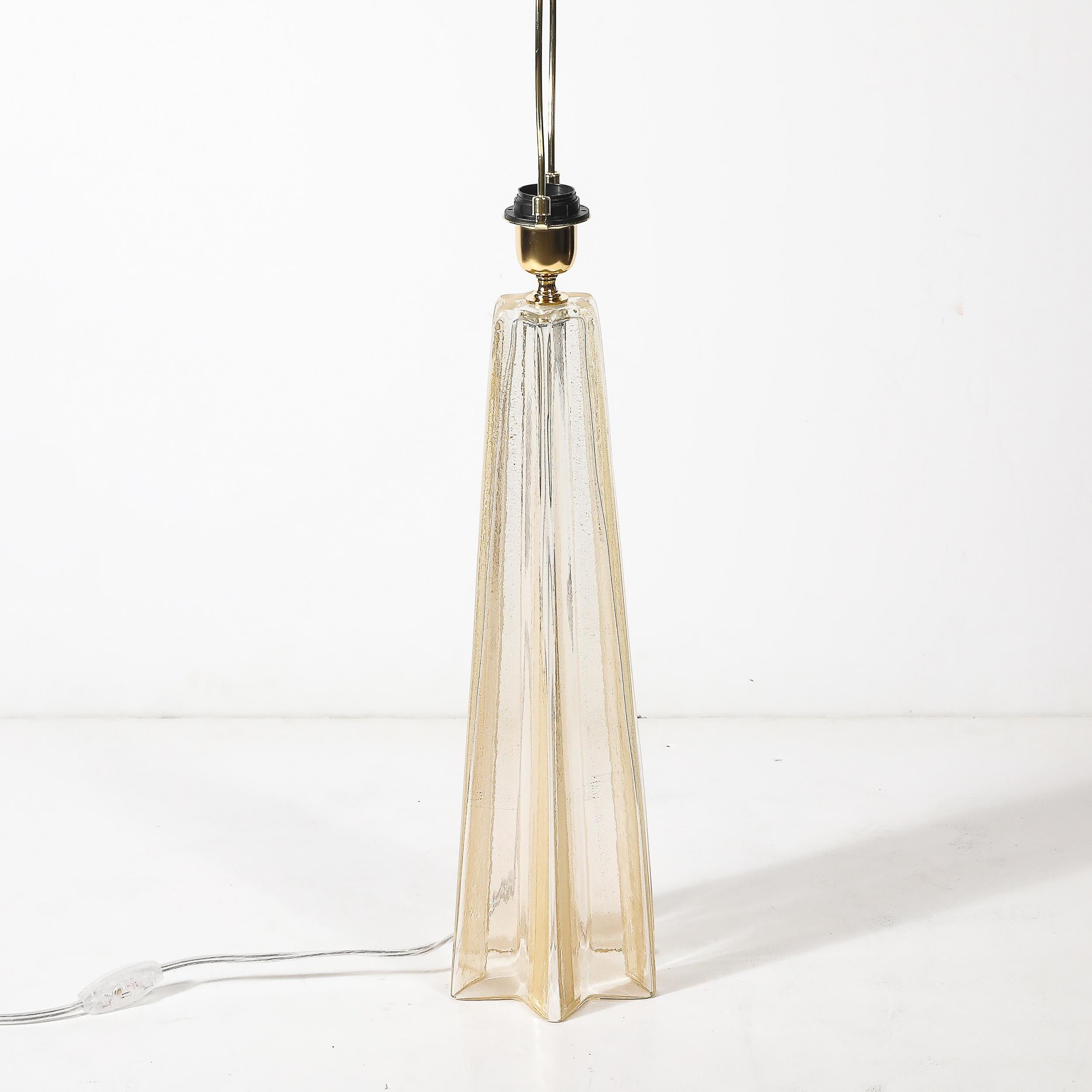 Paar modernistische mundgeblasene Murano Glas X Form Tischlampen W / 24 Karat Gold im Angebot 10