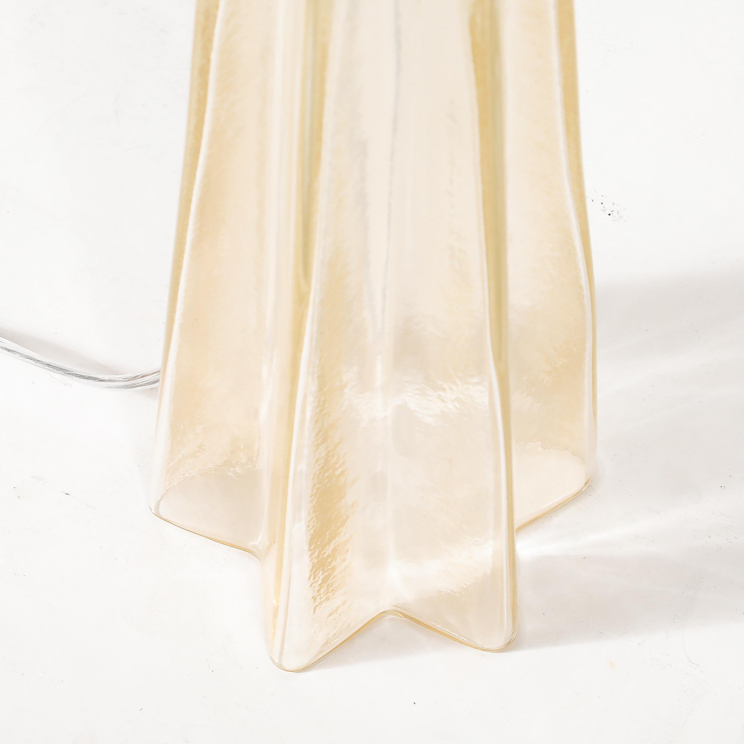 Paar modernistische mundgeblasene Murano Glas X Form Tischlampen W / 24 Karat Gold im Angebot 11