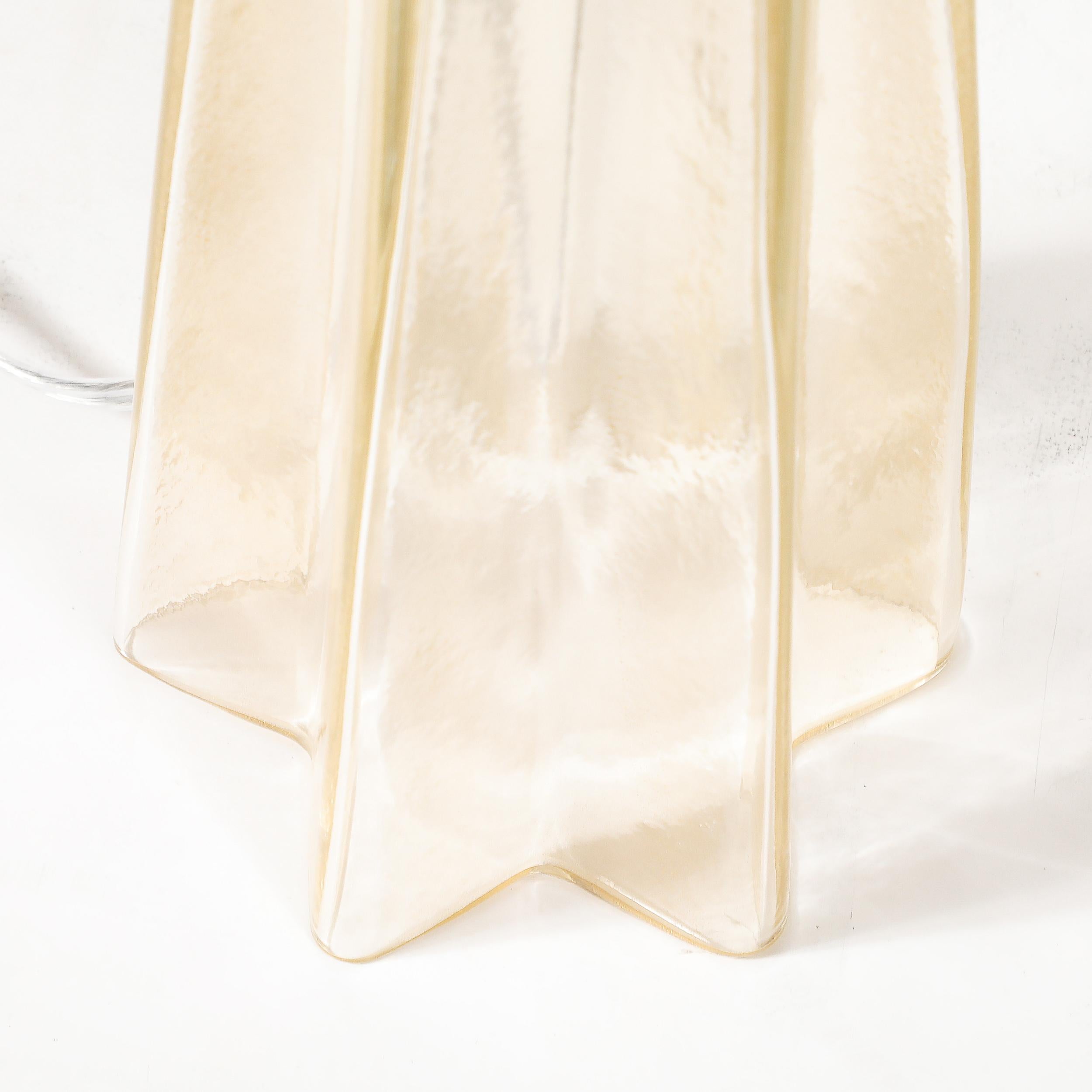 Paar modernistische mundgeblasene Murano Glas X Form Tischlampen W / 24 Karat Gold im Angebot 13