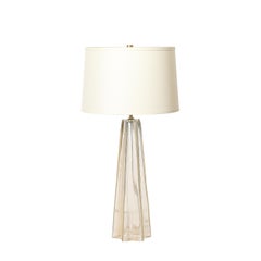 Pair of Modernist Hand-Blown Murano Glass X Form Table Lamps W/ 24 Karat Gold