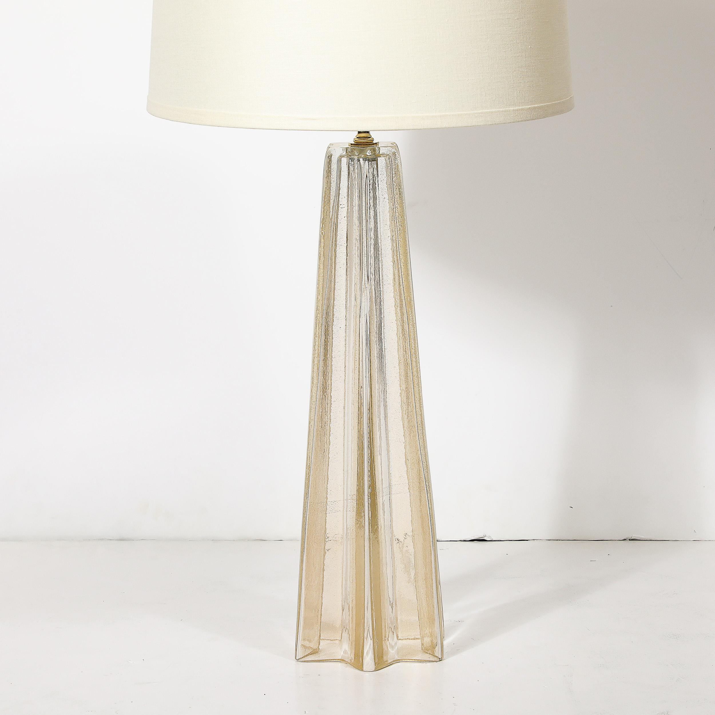 Paar modernistische mundgeblasene Murano Glas X Form Tischlampen W / 24 Karat Gold im Zustand „Neu“ im Angebot in New York, NY