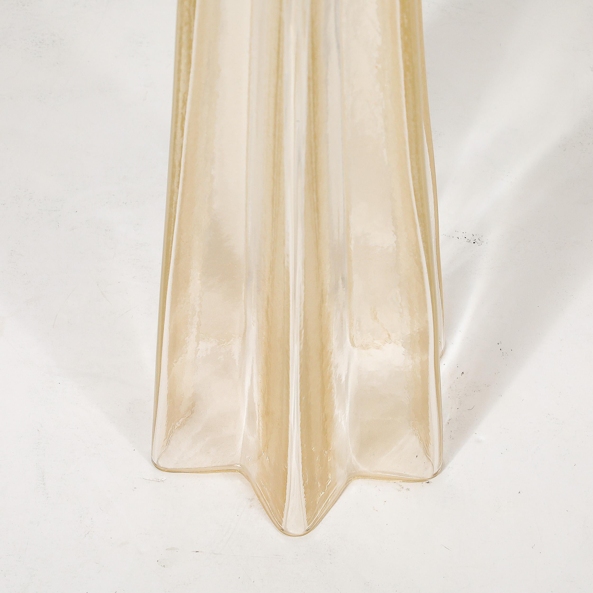 Paar modernistische mundgeblasene Murano Glas X Form Tischlampen W / 24 Karat Gold (21. Jahrhundert und zeitgenössisch) im Angebot