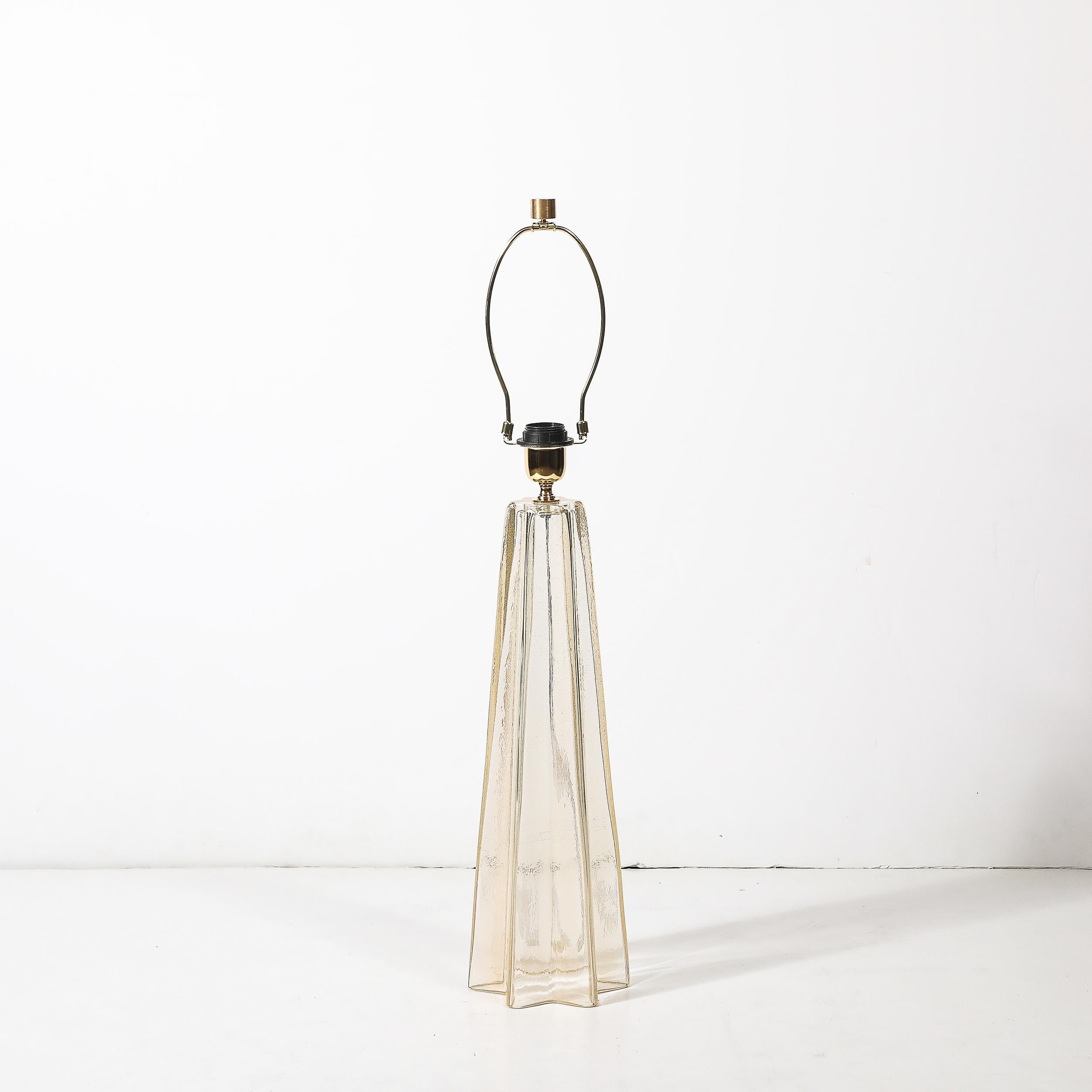 Paar modernistische mundgeblasene Murano Glas X Form Tischlampen W / 24 Karat Gold im Angebot 2