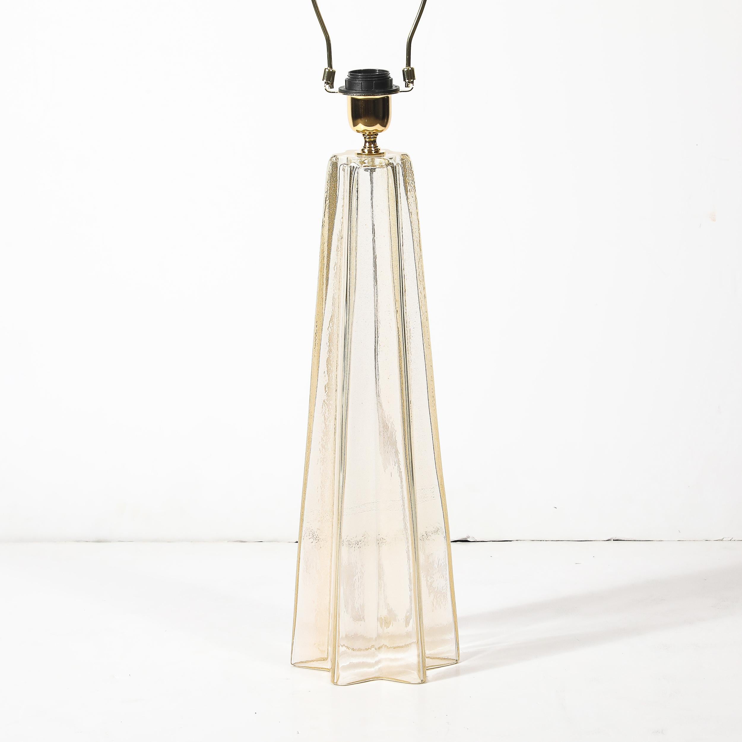 Paar modernistische mundgeblasene Murano Glas X Form Tischlampen W / 24 Karat Gold im Angebot 3