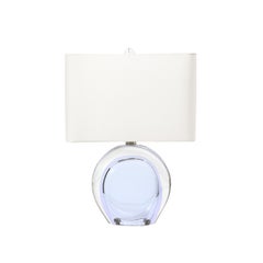 Pair of Modernist Hand-Blown Murano Pale Lavender Glass & Nickel Table Lamps