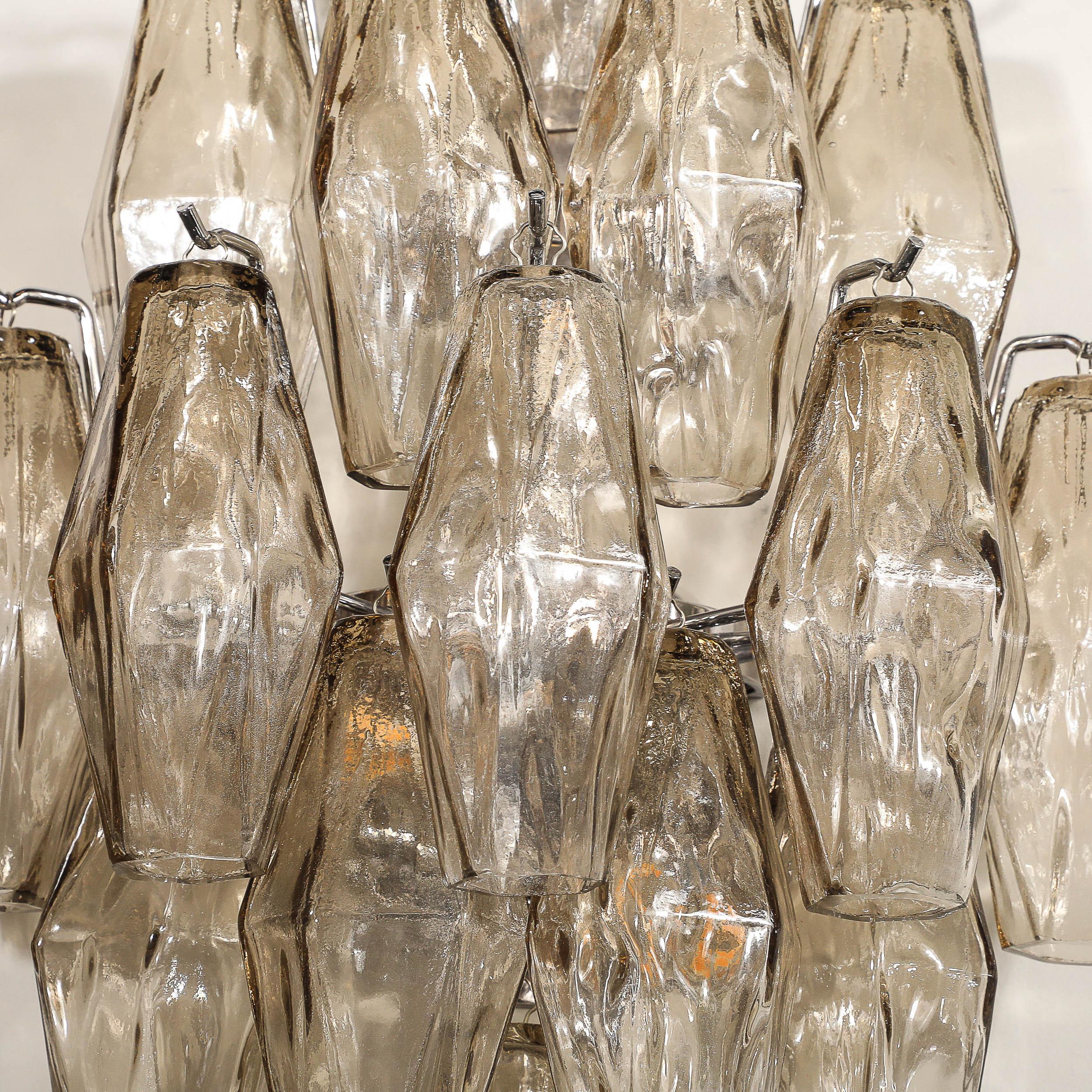 Pair of Modernist Hand-Blown Smoked Murano Glass Diamond Form Polyhedral Sconces For Sale 5