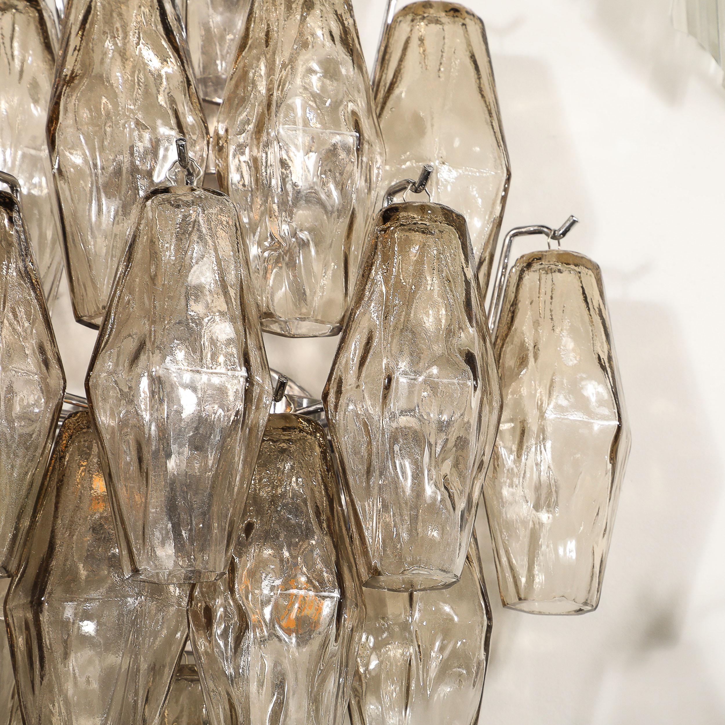 Pair of Modernist Hand-Blown Smoked Murano Glass Diamond Form Polyhedral Sconces For Sale 6