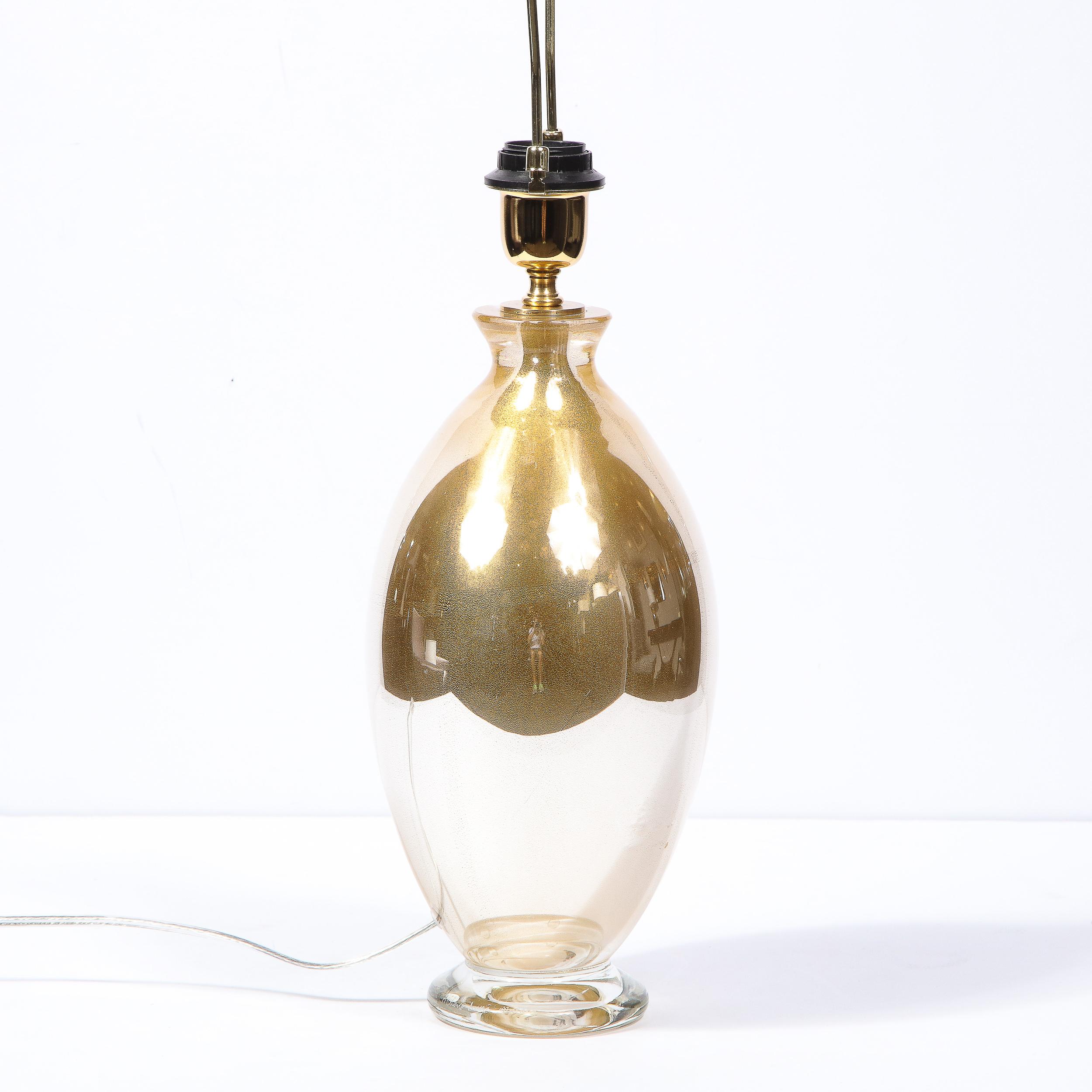 Modernistische mundgeblasene Murano-Tischlampen aus 24-karätigem Goldflecken, Paar im Angebot 4