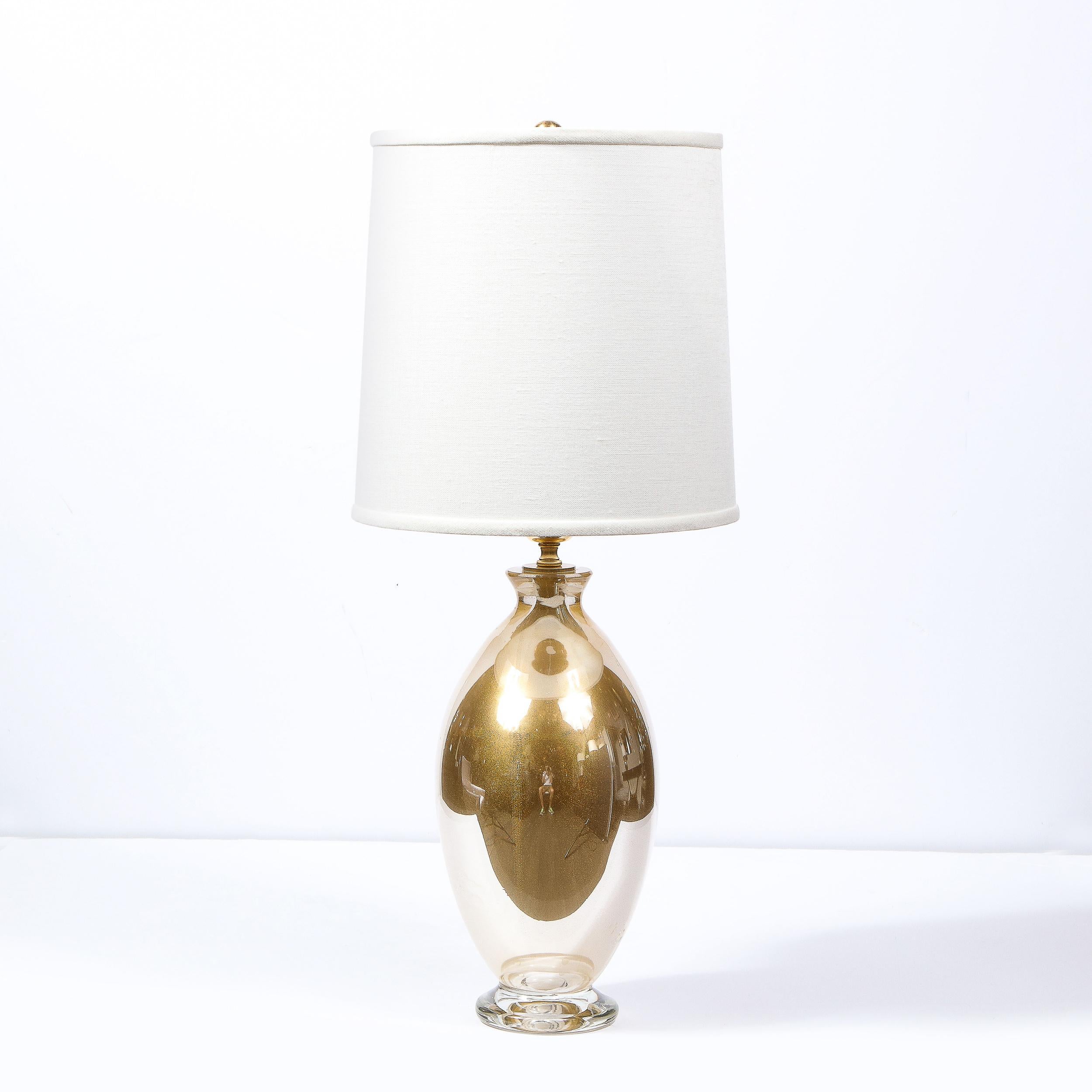 Italian Pair of Modernist Handblown Murano 24kt Gold Fleck Table Lamps For Sale
