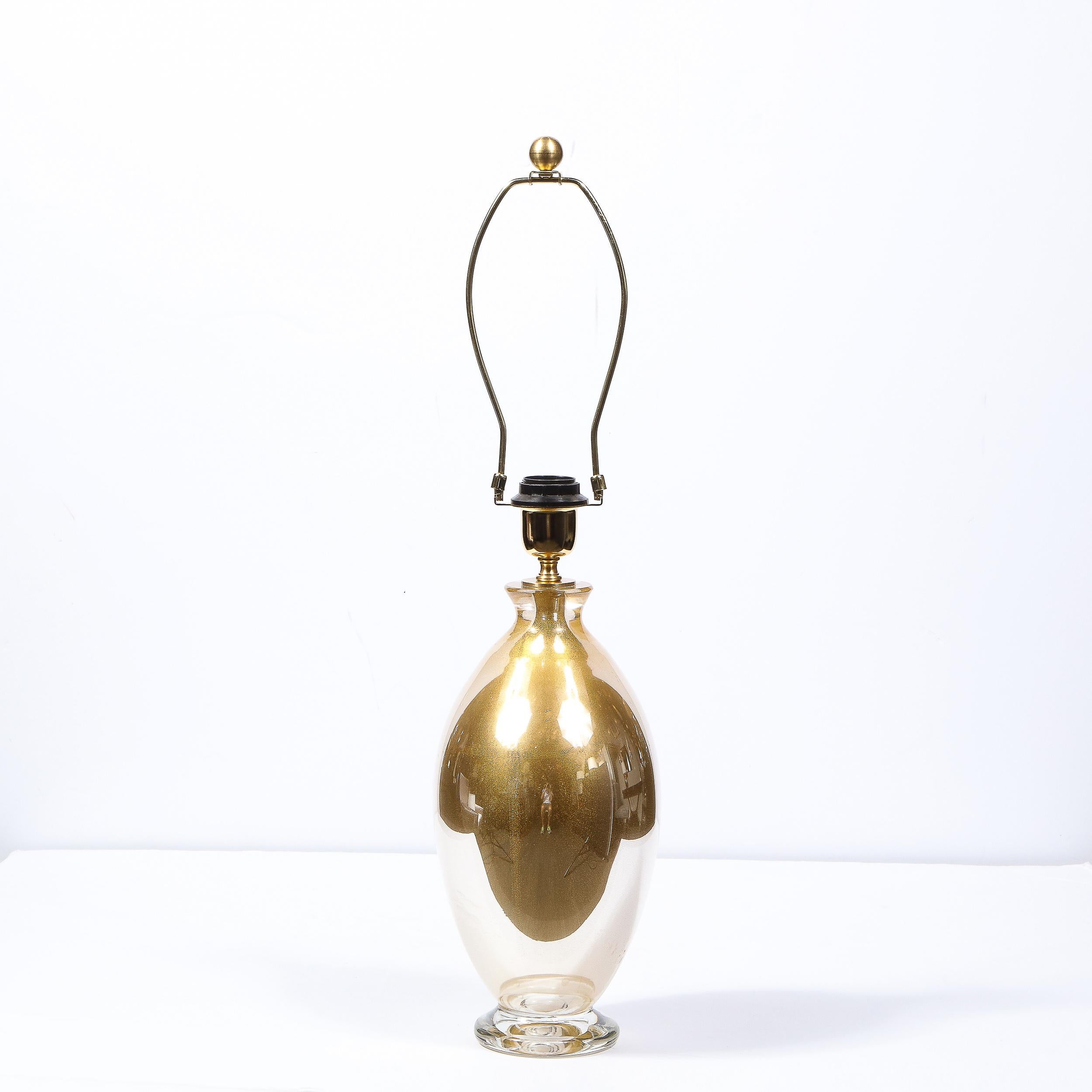 XXIe siècle et contemporain Paire de lampes de table modernes soufflées à la main à Murano et ornées de feuilles d'or 24kt en vente