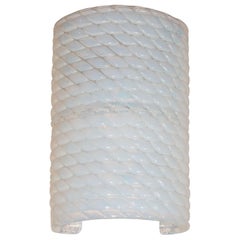 Pair of Modernist Handblown Murano Braided Opalescent Glass Curved Sconces