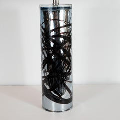 Pair of Modernist Handblown Murano Mercury Glass Table Lamps Organic Detailing