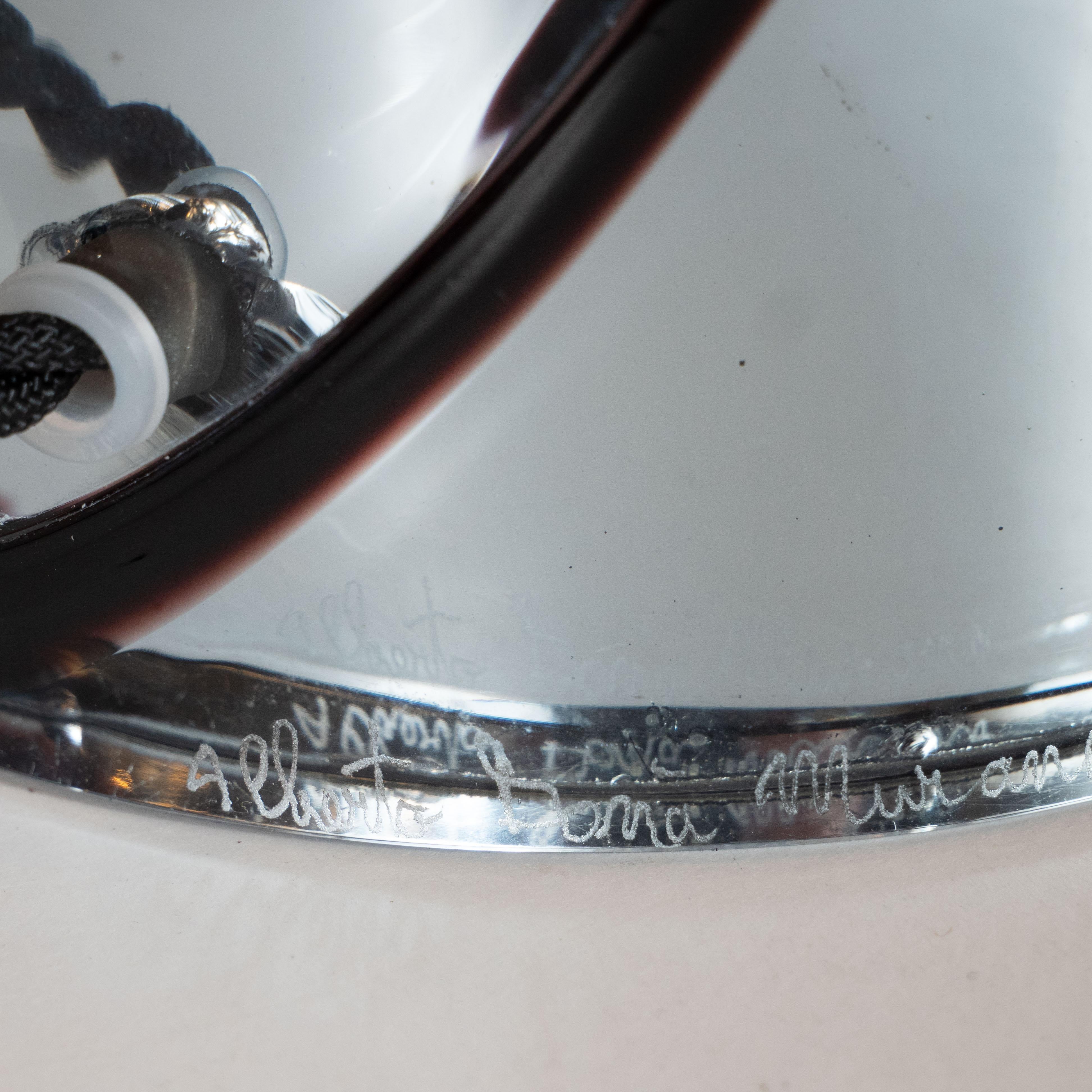 Pair of Modernist Handblown Murano Mercury Glass Table Lamps Organic Detailing 1
