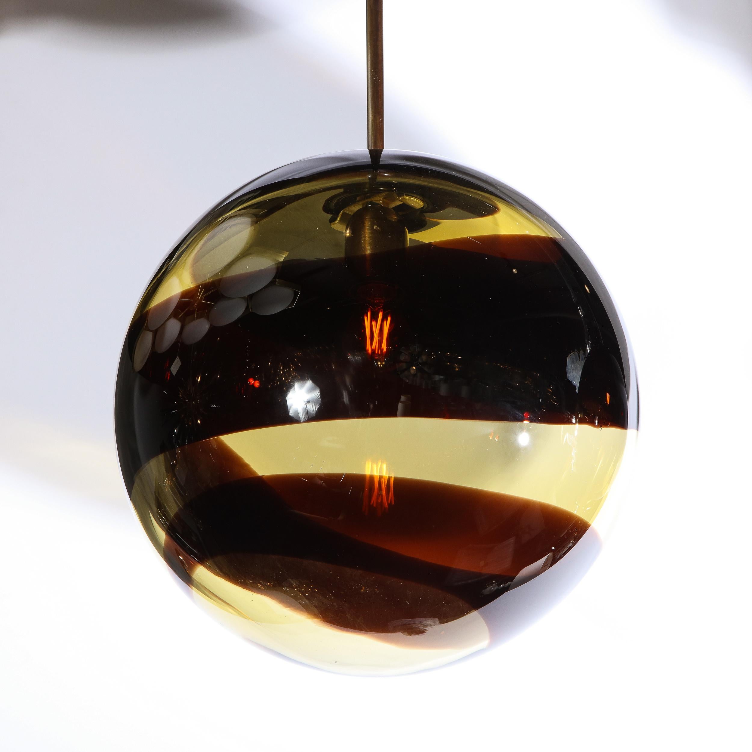 Pair of Modernist Handblown Murano Smoked Pendants w/ Oil Rubbed Bronze Fittings 5