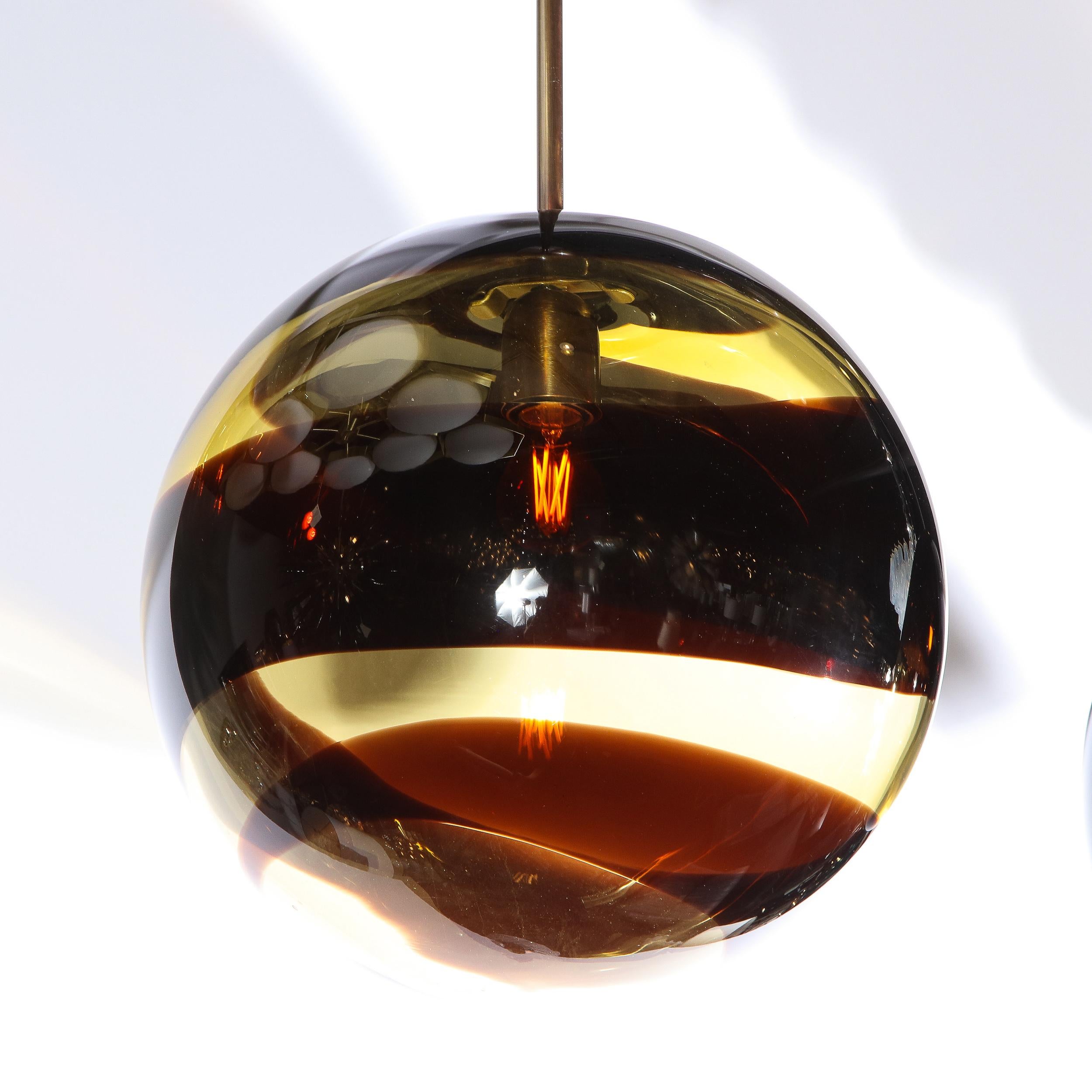 Pair of Modernist Handblown Murano Smoked Pendants w/ Oil Rubbed Bronze Fittings 1