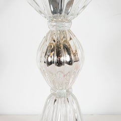Pair of Modernist Handblown Murano Translucent and Mercury Glass Uplights