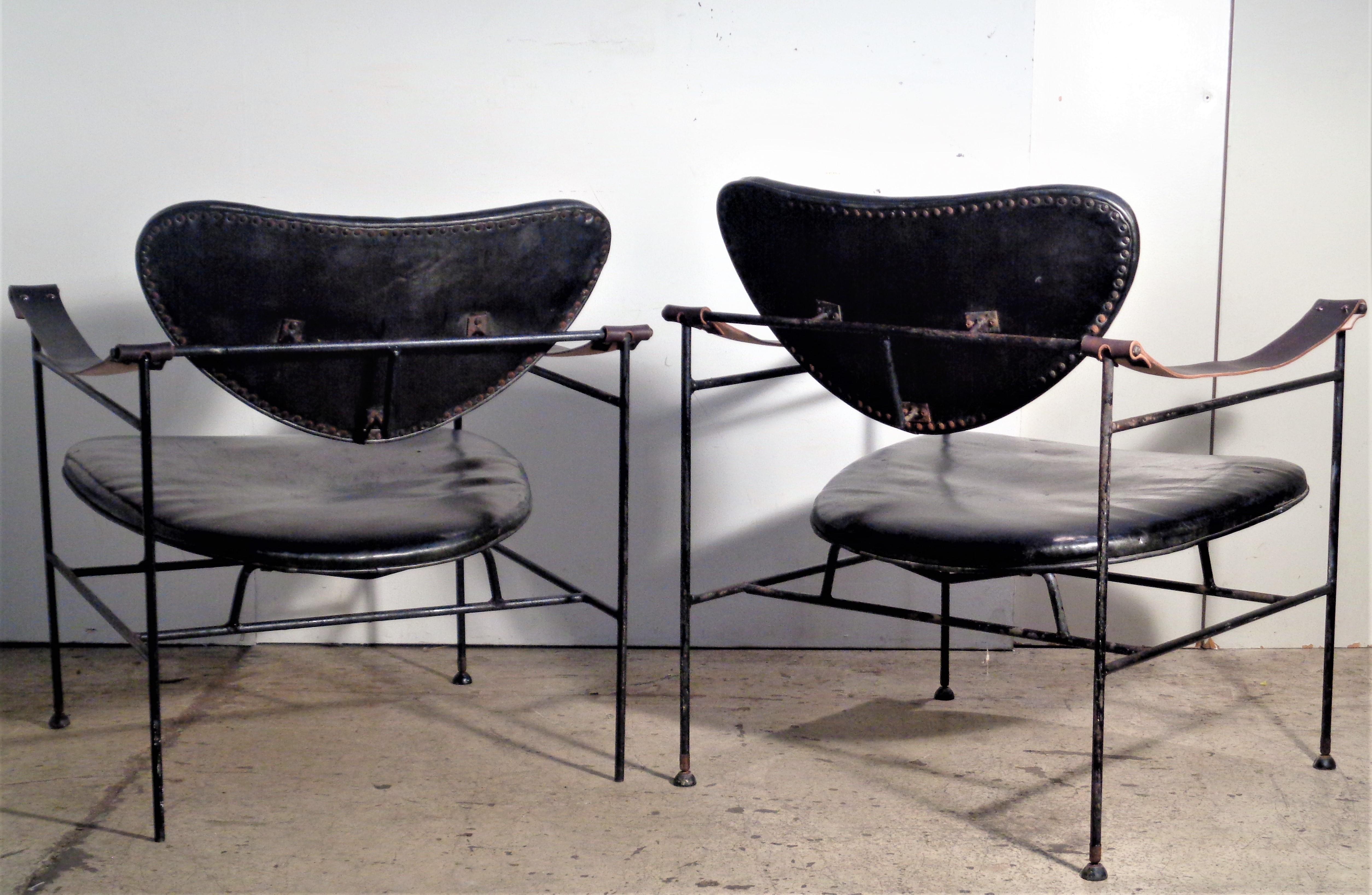  Iron and Leather Chairs in the Style of Finn Juhl, circa 1950 5