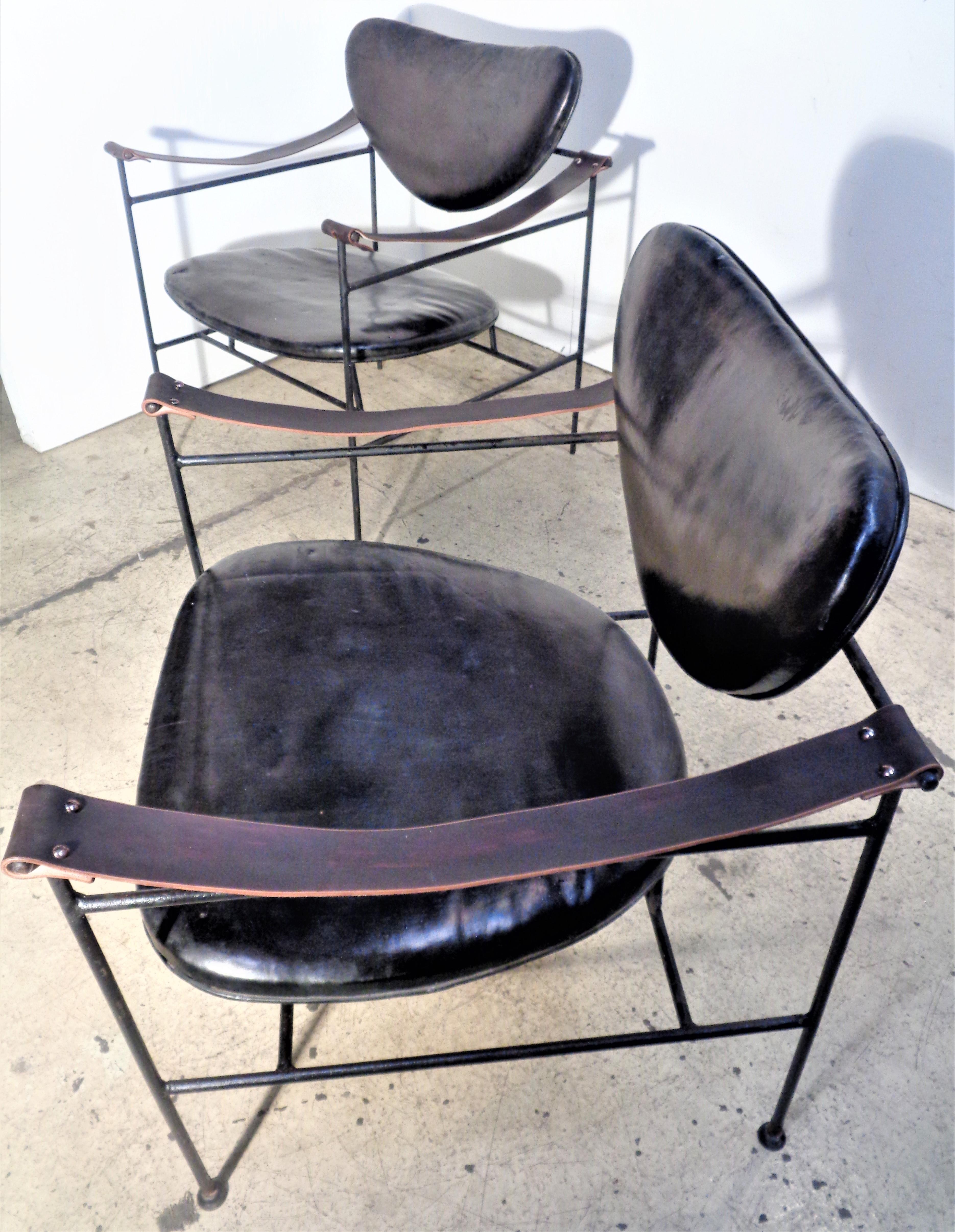 Iron and Leather Chairs in the Style of Finn Juhl, circa 1950 13