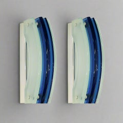 Pareja de apliques modernistas italianos de vidrio artístico de Veca