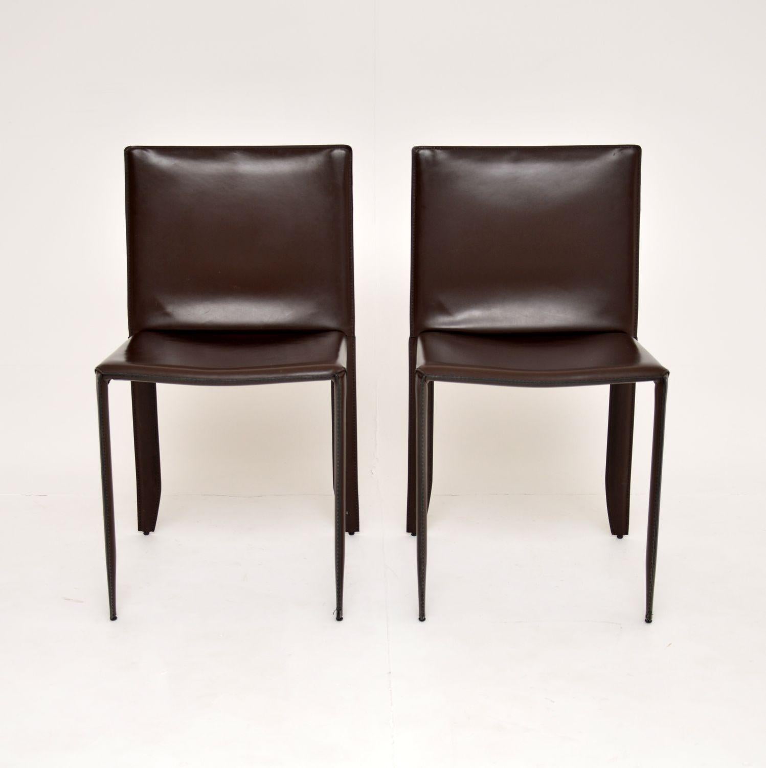 Pair of Modernist Italian Leather Side Chairs by Cattelan Italia In Good Condition In London, GB
