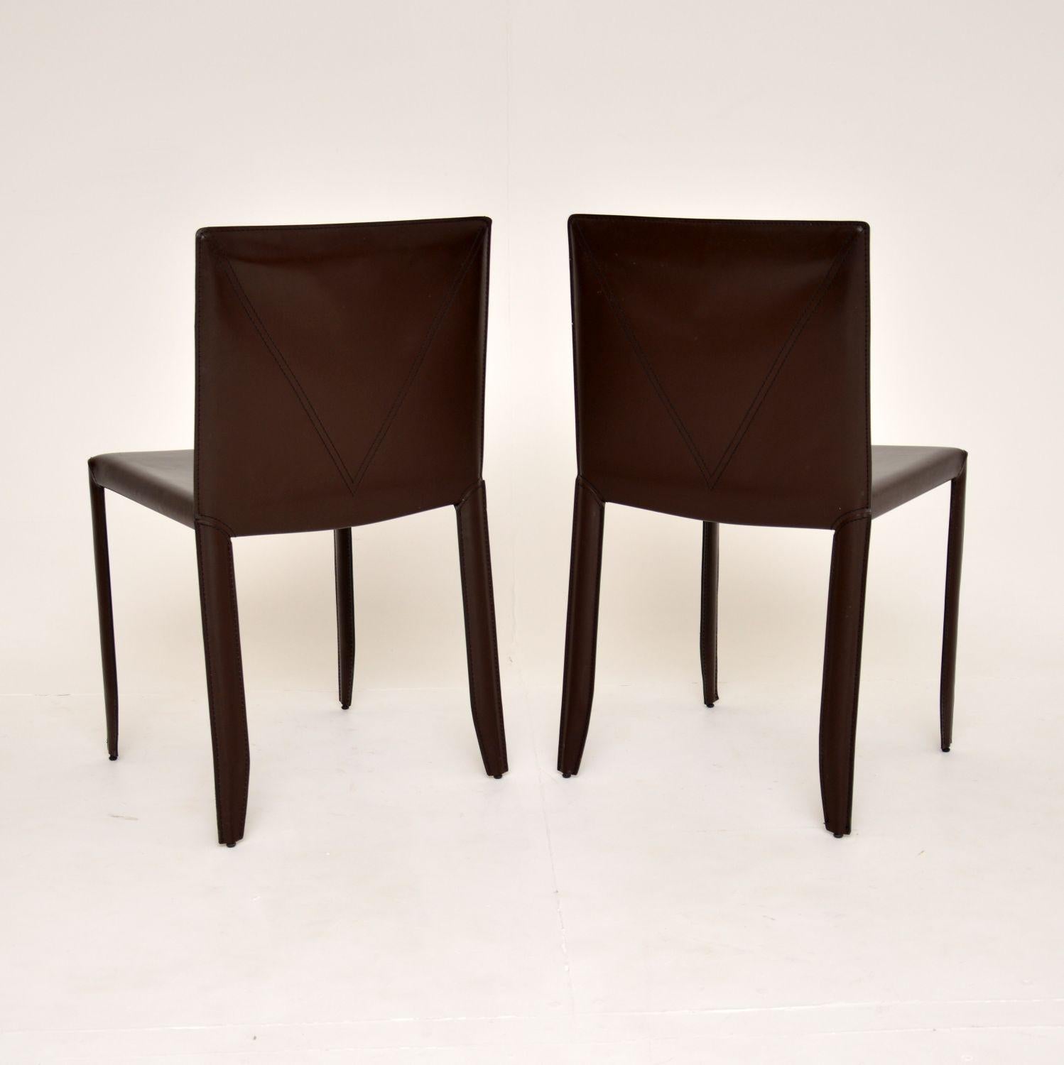 Pair of Modernist Italian Leather Side Chairs by Cattelan Italia 1