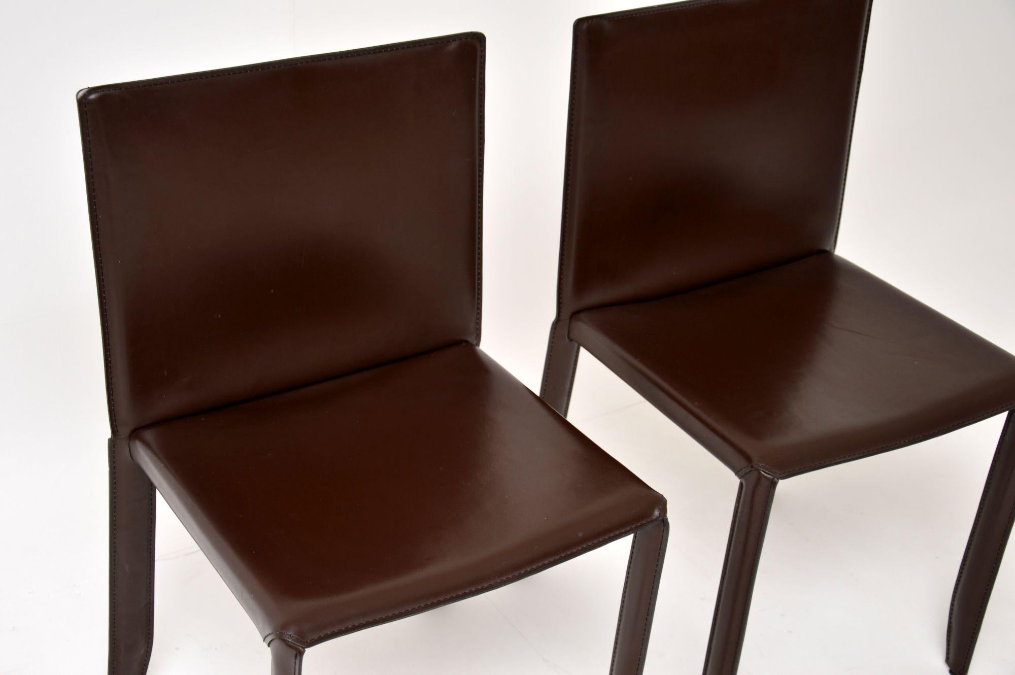 Pair of Modernist Italian Leather Side Chairs by Cattelan Italia 2