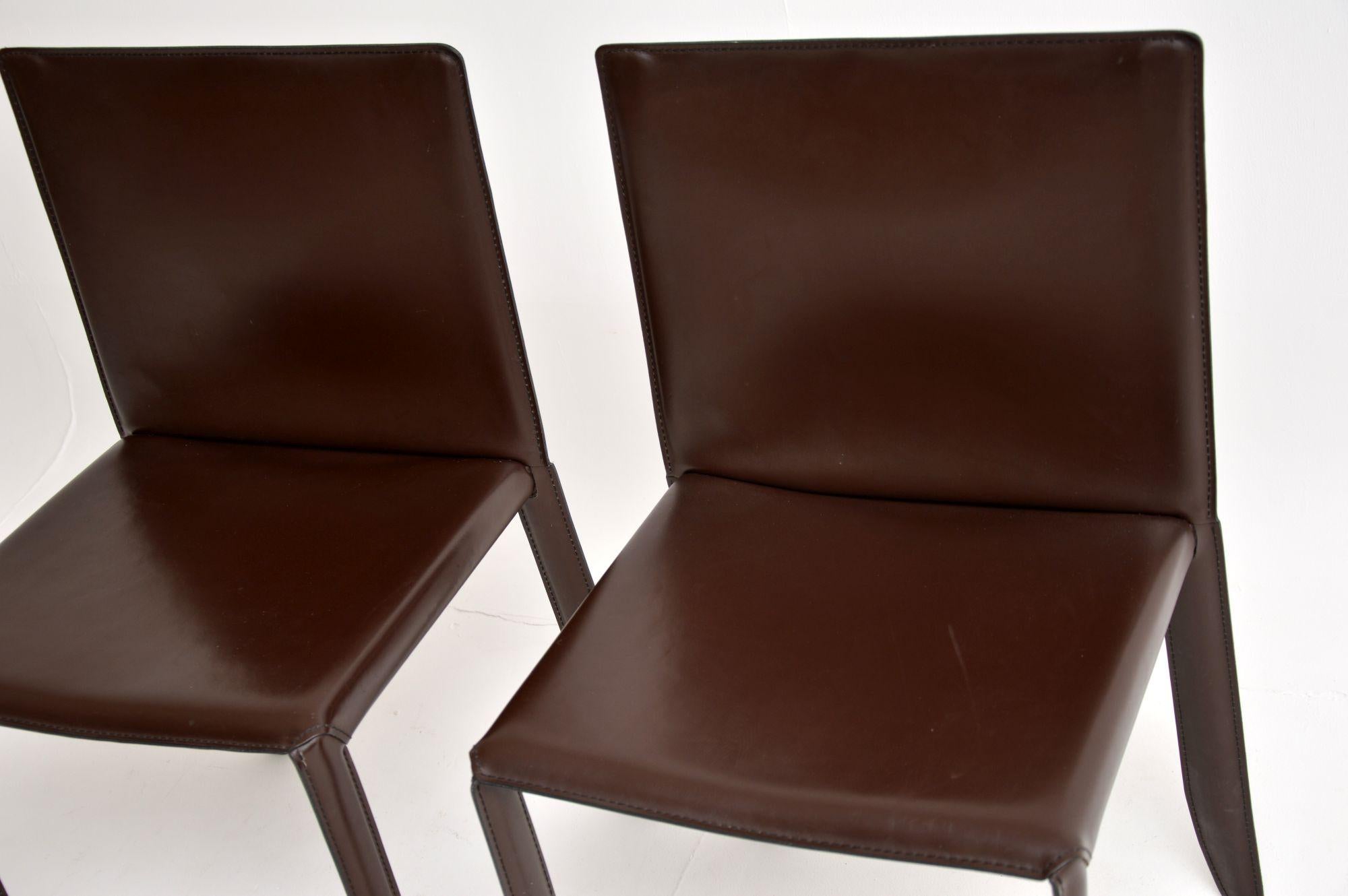 Pair of Modernist Italian Leather Side Chairs by Cattelan Italia 3