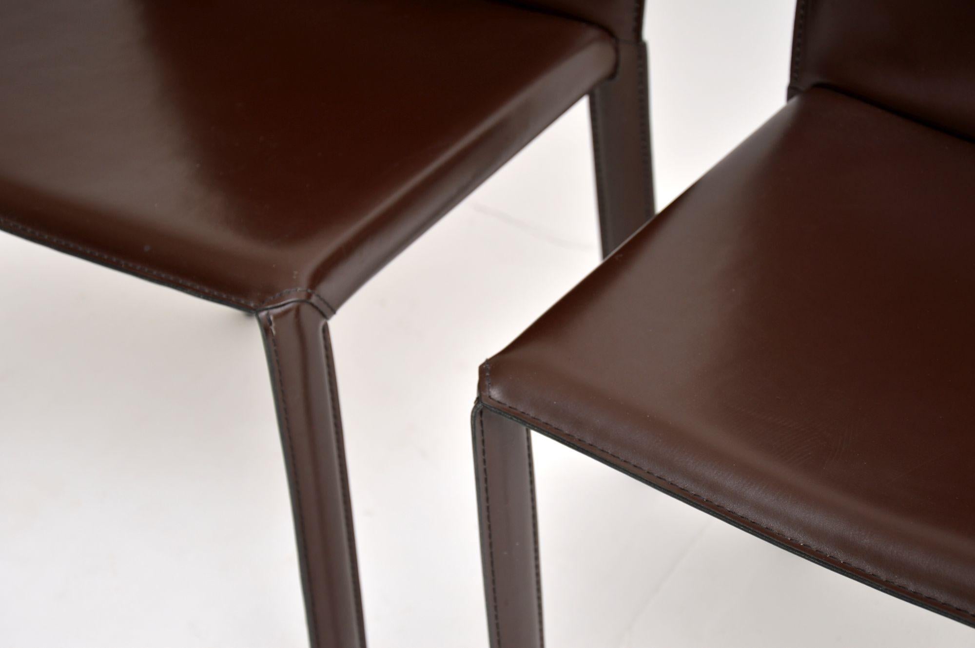 Pair of Modernist Italian Leather Side Chairs by Cattelan Italia 4