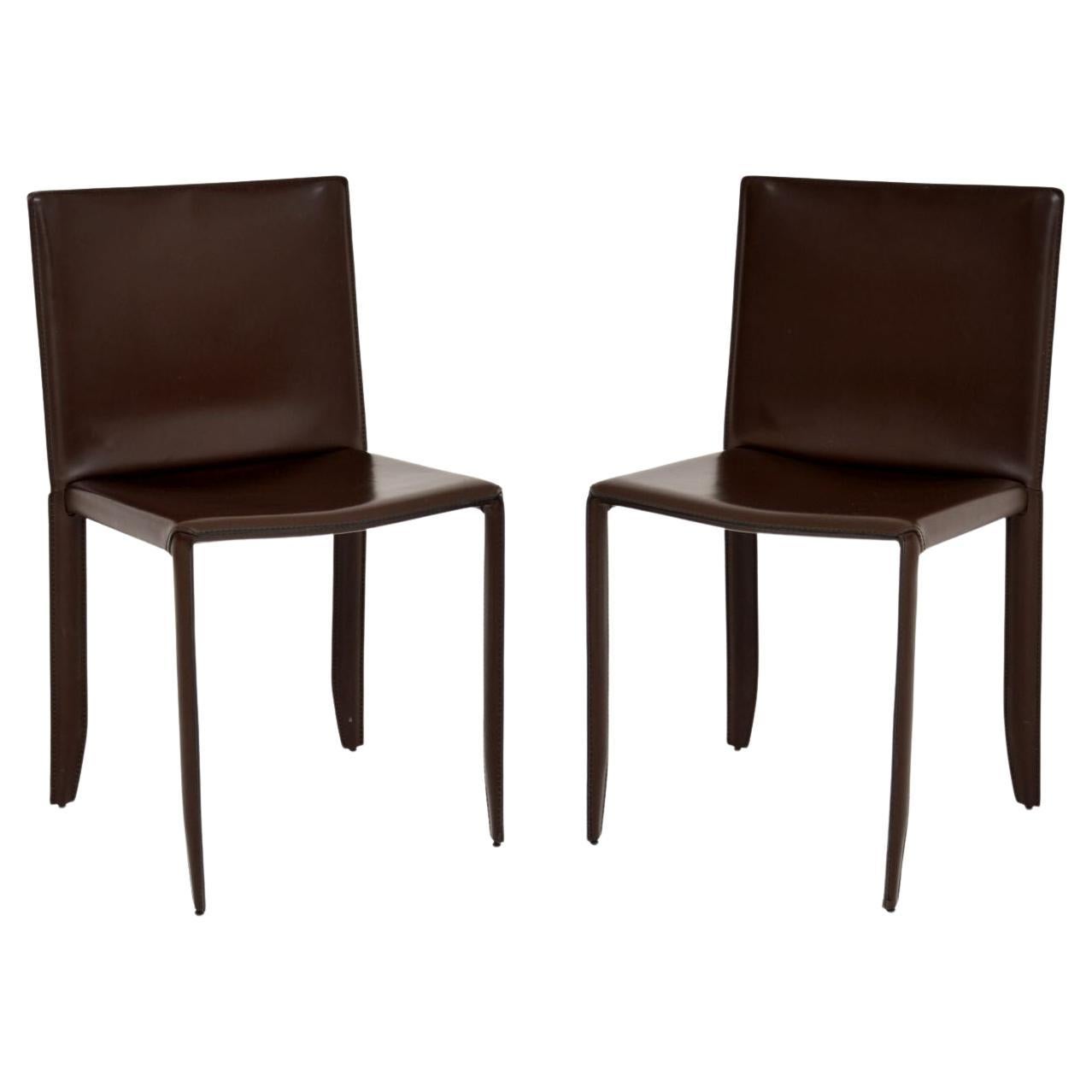Pair of Modernist Italian Leather Side Chairs by Cattelan Italia