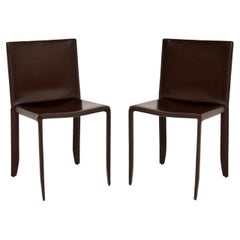 Used Pair of Modernist Italian Leather Side Chairs by Cattelan Italia