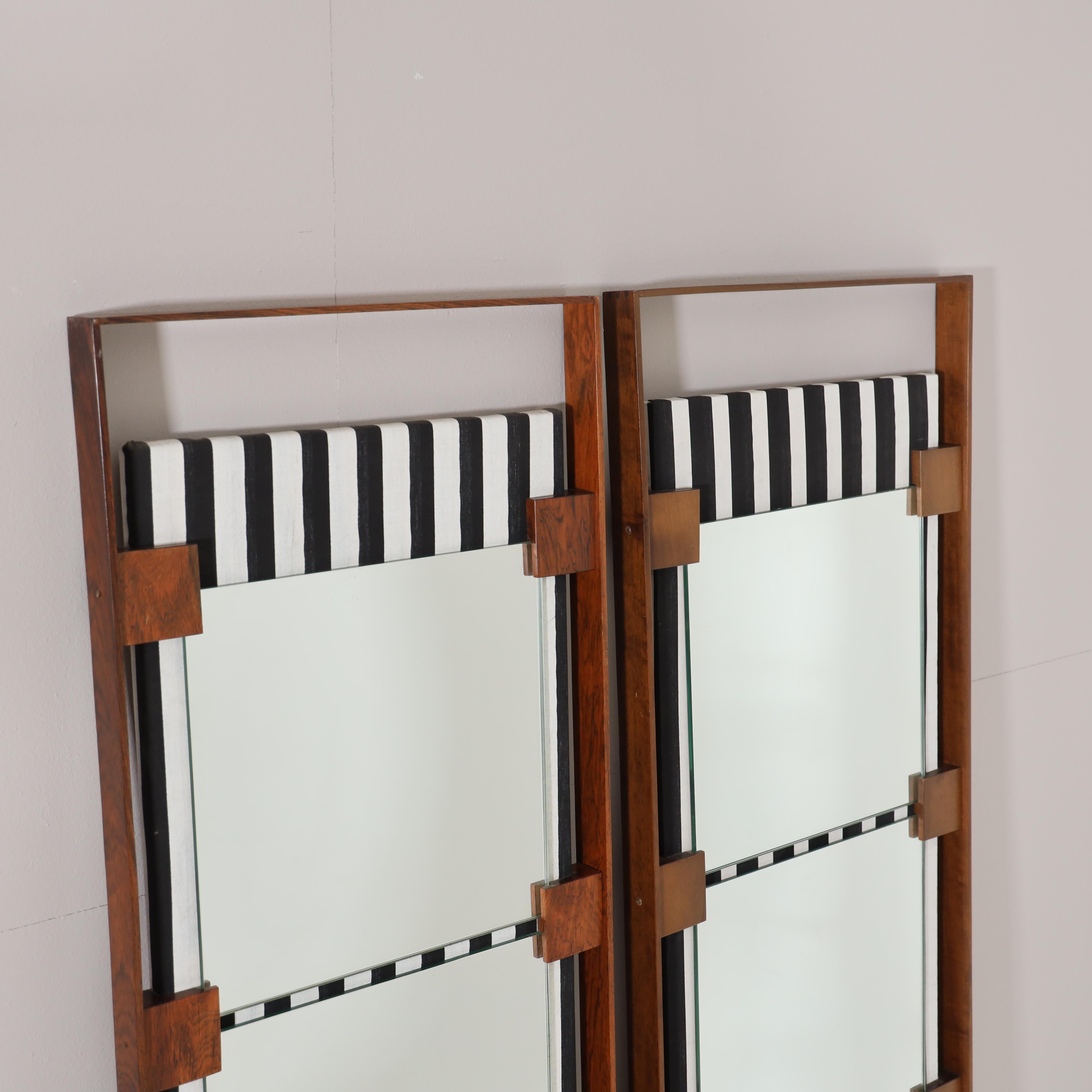 Fabric Pair of Modernist Italian Mirrors For Sale