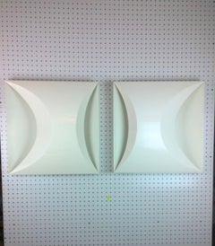 Pair of Modernist Square RAAK Amsterdam White Sconces / Flushmount Lighting