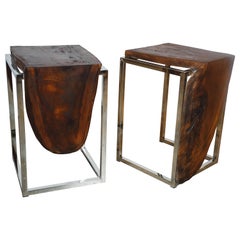 Pair of Modernist Live Edge Wood Side Tables
