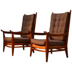 Pair of Modernist Lounge Chairs in Mahogany by Bas Van Pelt, Netherlands, 1930s