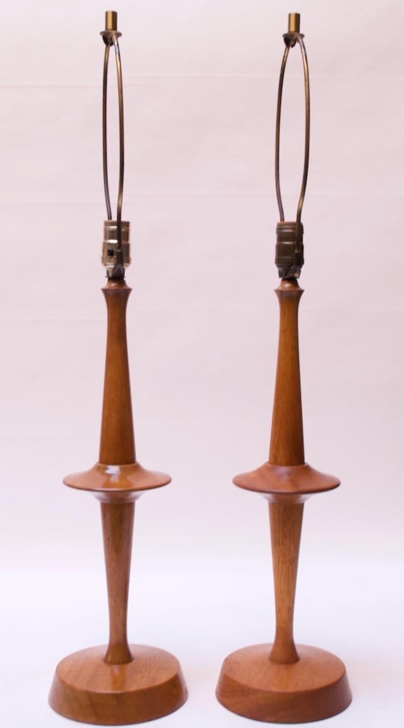 Mid-Century Modern Pair of Modernist Maple Table Lamps by Yasha Heifetz