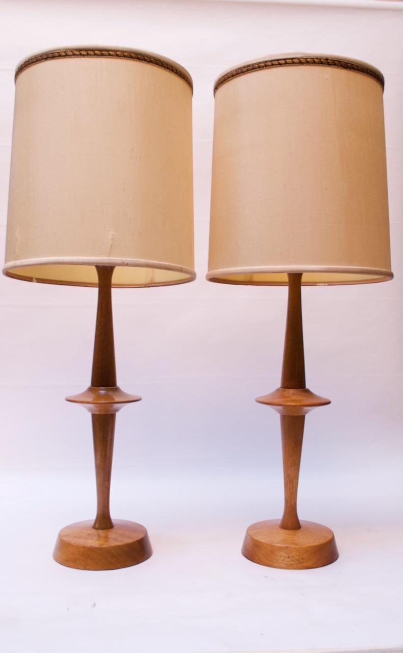 American Pair of Modernist Maple Table Lamps by Yasha Heifetz