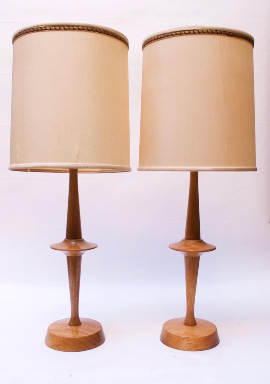 Pair of Modernist Maple Table Lamps by Yasha Heifetz In Good Condition In Brooklyn, NY