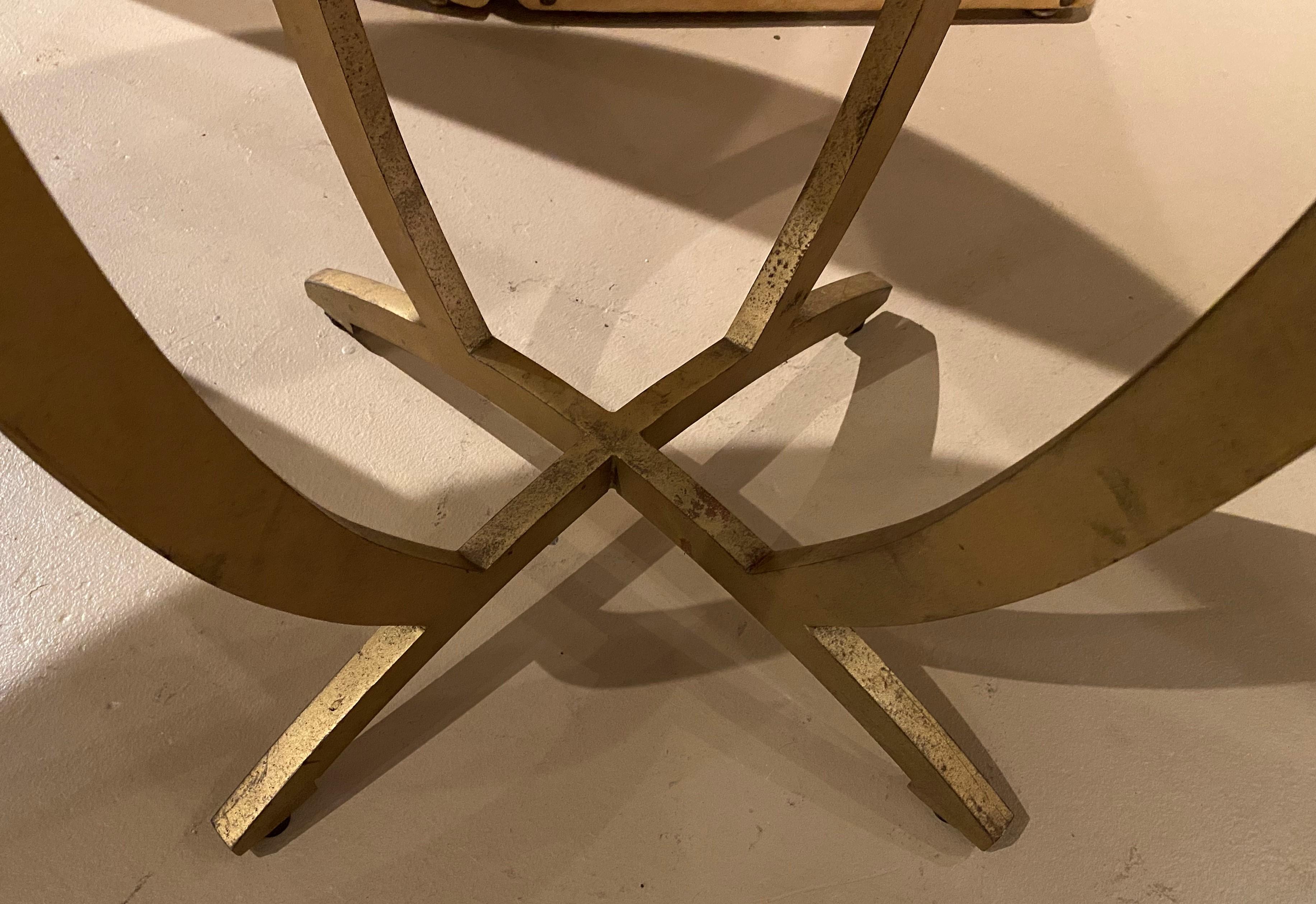 20th Century Pair of Modernist Marble Top Tables with Iron Bases For Sale