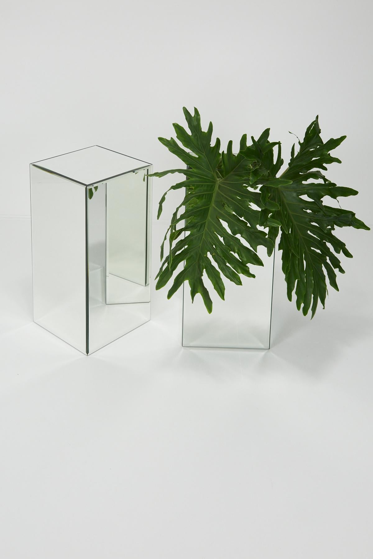 Pair of Modernist Mirrored Pedestals or Plant Stands, 1980s 8