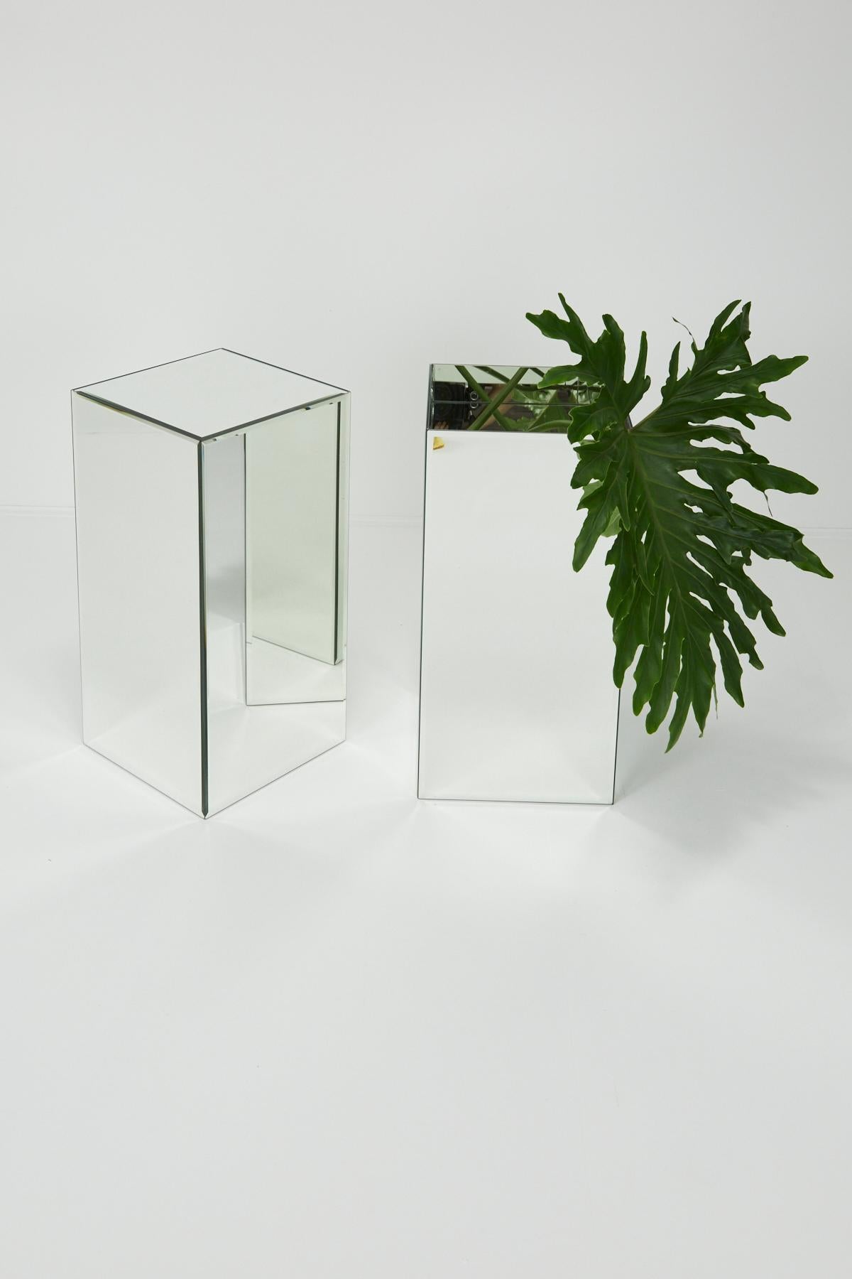 Pair of Modernist Mirrored Pedestals or Plant Stands, 1980s 9