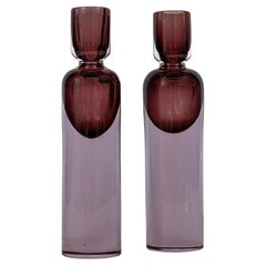 Pair of Modernist Murano Glass Candle Holders By Antonio Da Ros, 1960