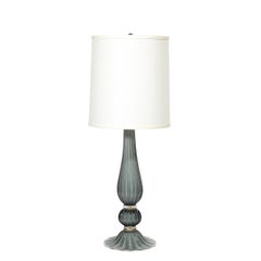 Pair of Modernist Murano Glass Table Lamps in Flint Gray W/24K Gold Flecks