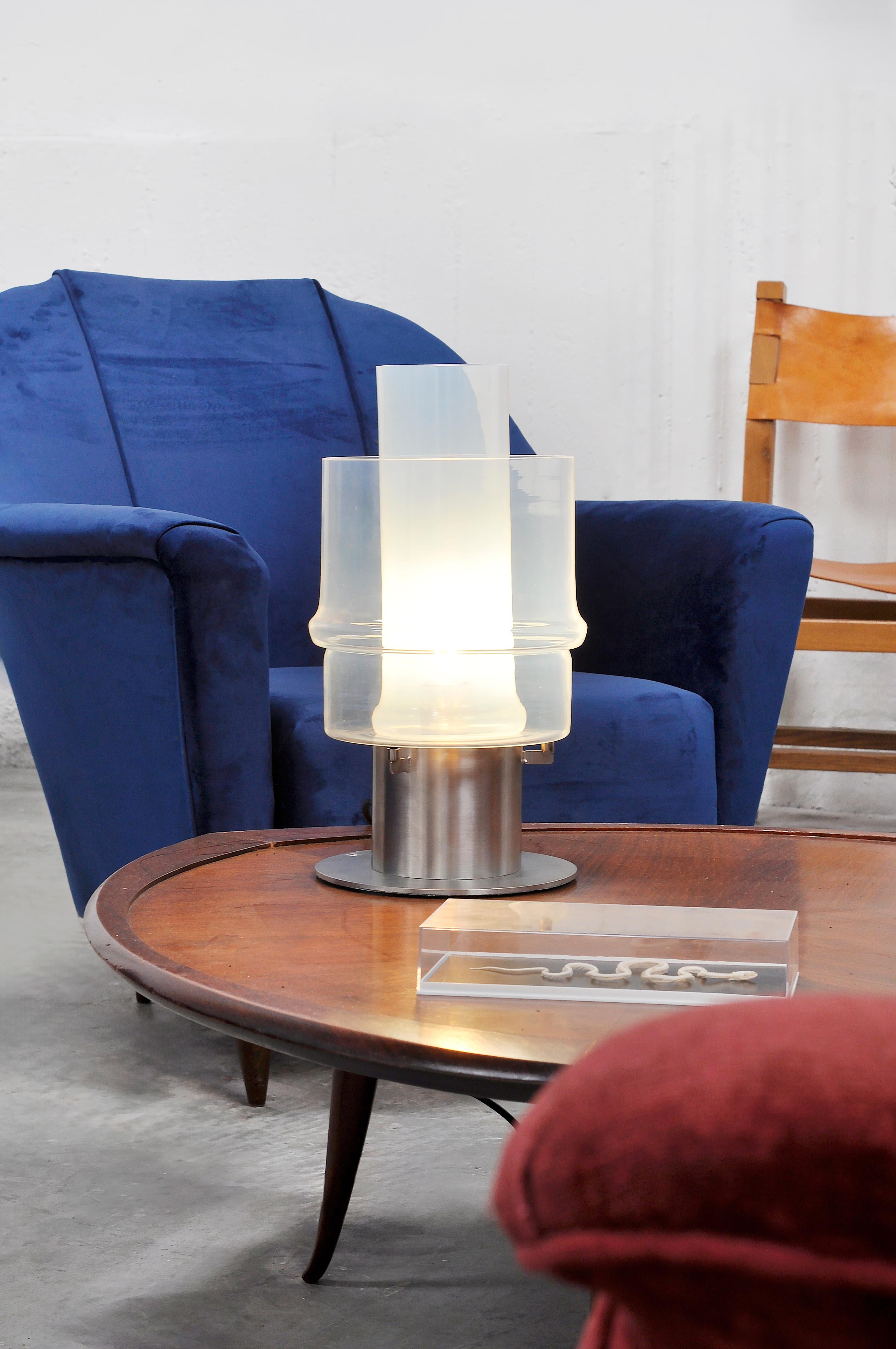 Coppia di lampade da tavolo moderniste di Murano di Carlo Nason per Mazzega, Italia anni '70 in vendita 1