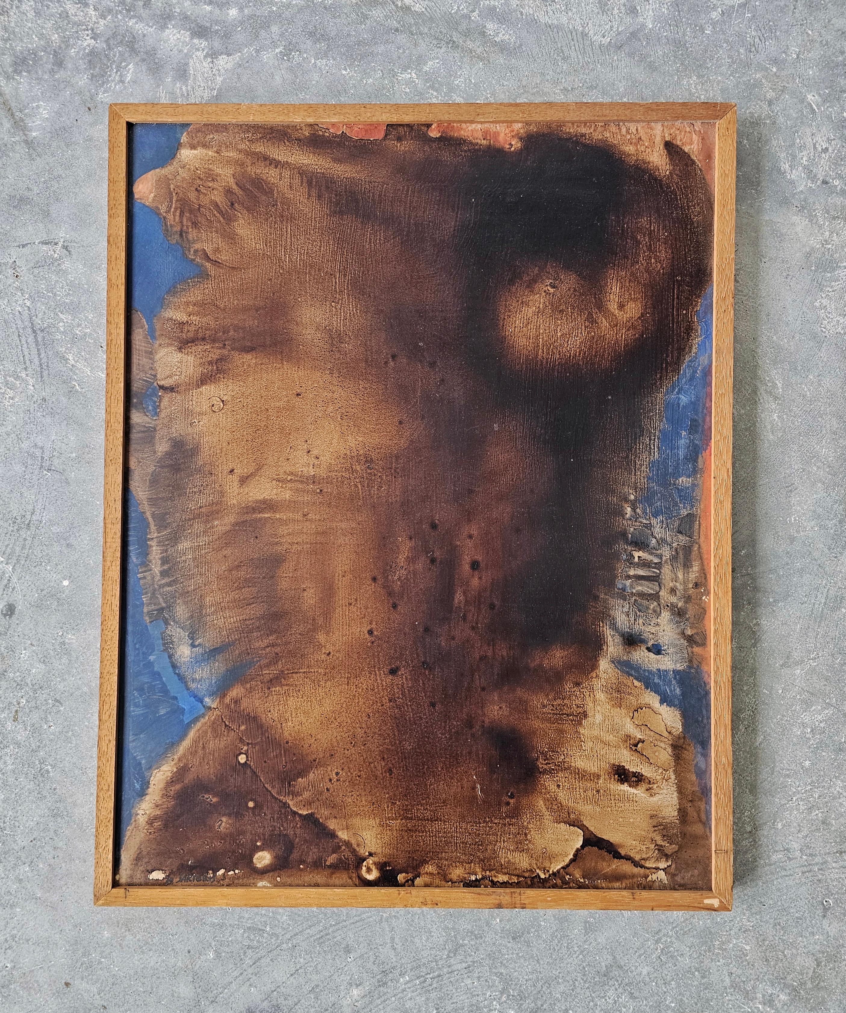 Pair of Modernist Oil Paintings by Alberto Sartoris, depicting male nude torso For Sale 3