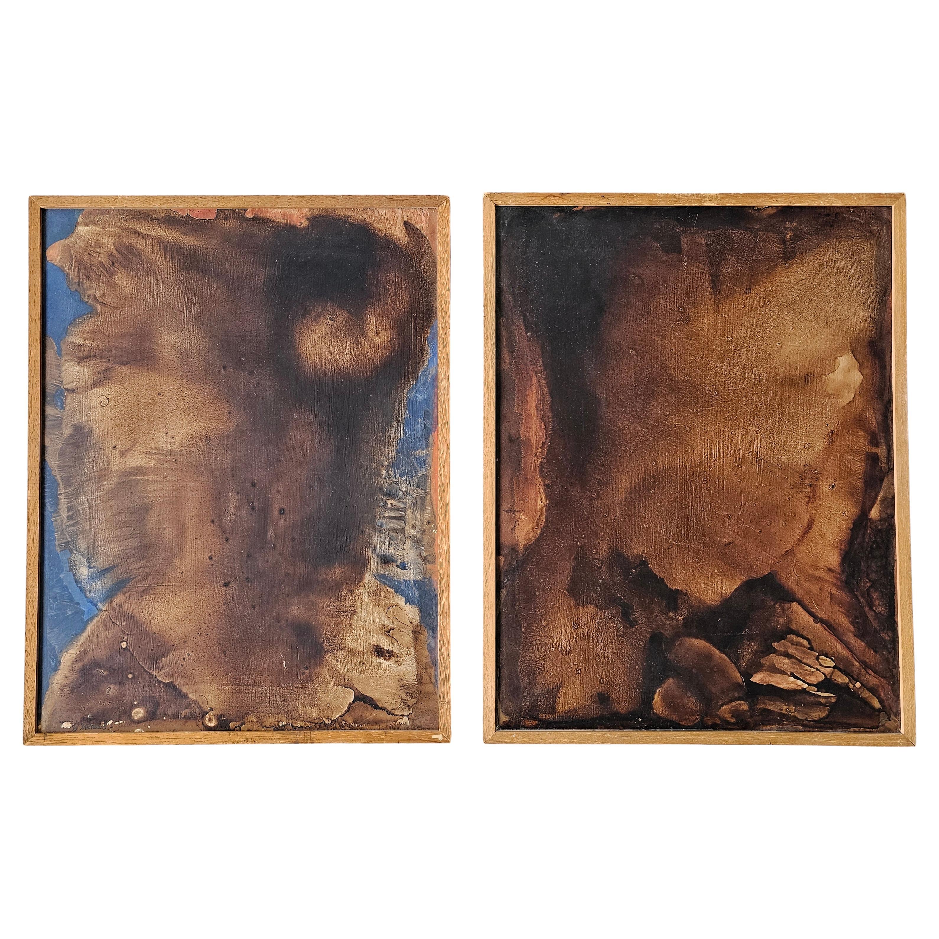 Coppia di dipinti a olio modernisti di Alberto Sartoris, raffiguranti torso nudo maschile