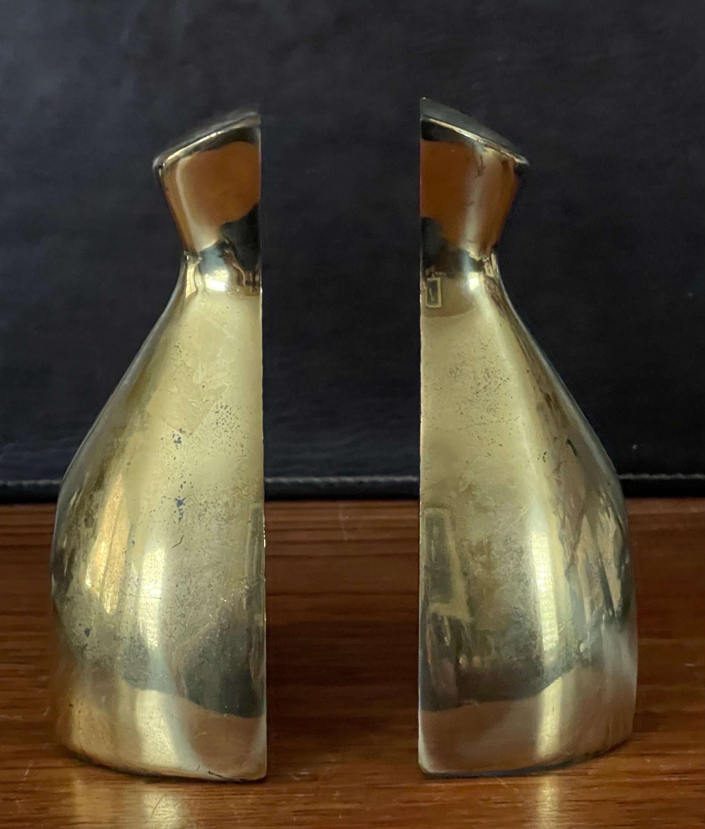 Pair of Modernist Patinated Brass Bookends by Norman Bleckner For Sale 5