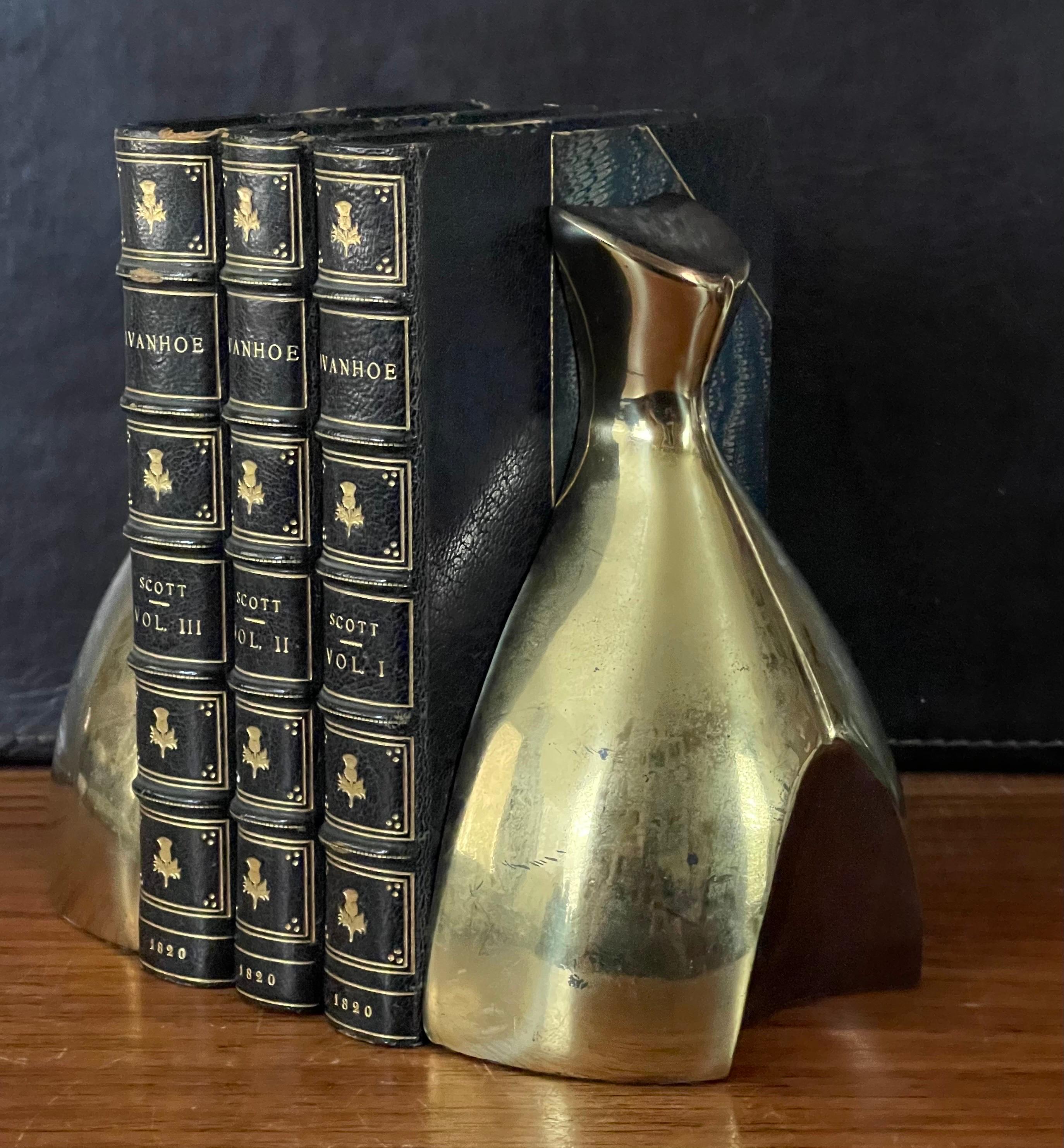 Pair of Modernist Patinated Brass Bookends by Norman Bleckner For Sale 9