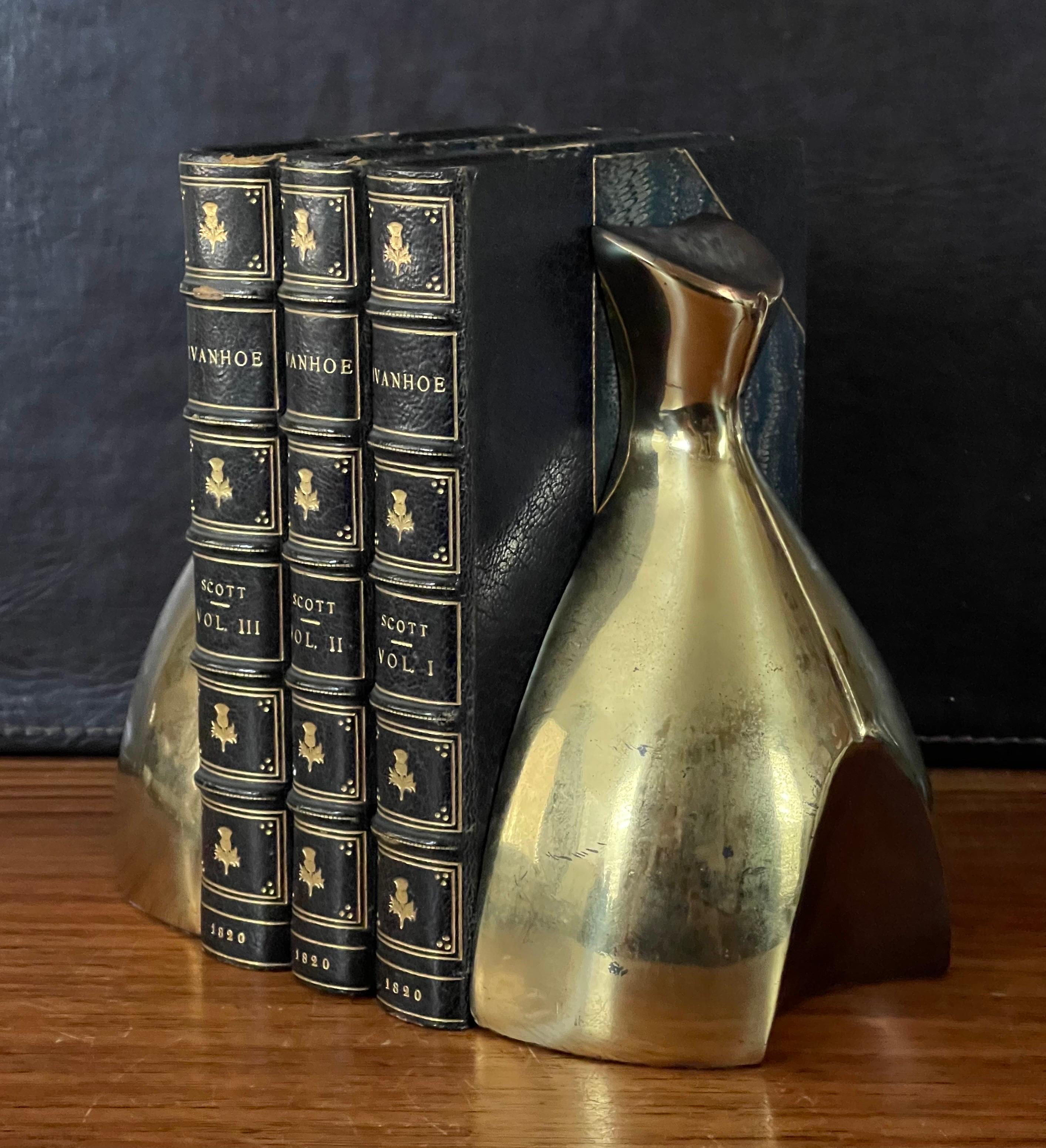 20th Century Pair of Modernist Patinated Brass Bookends by Norman Bleckner For Sale
